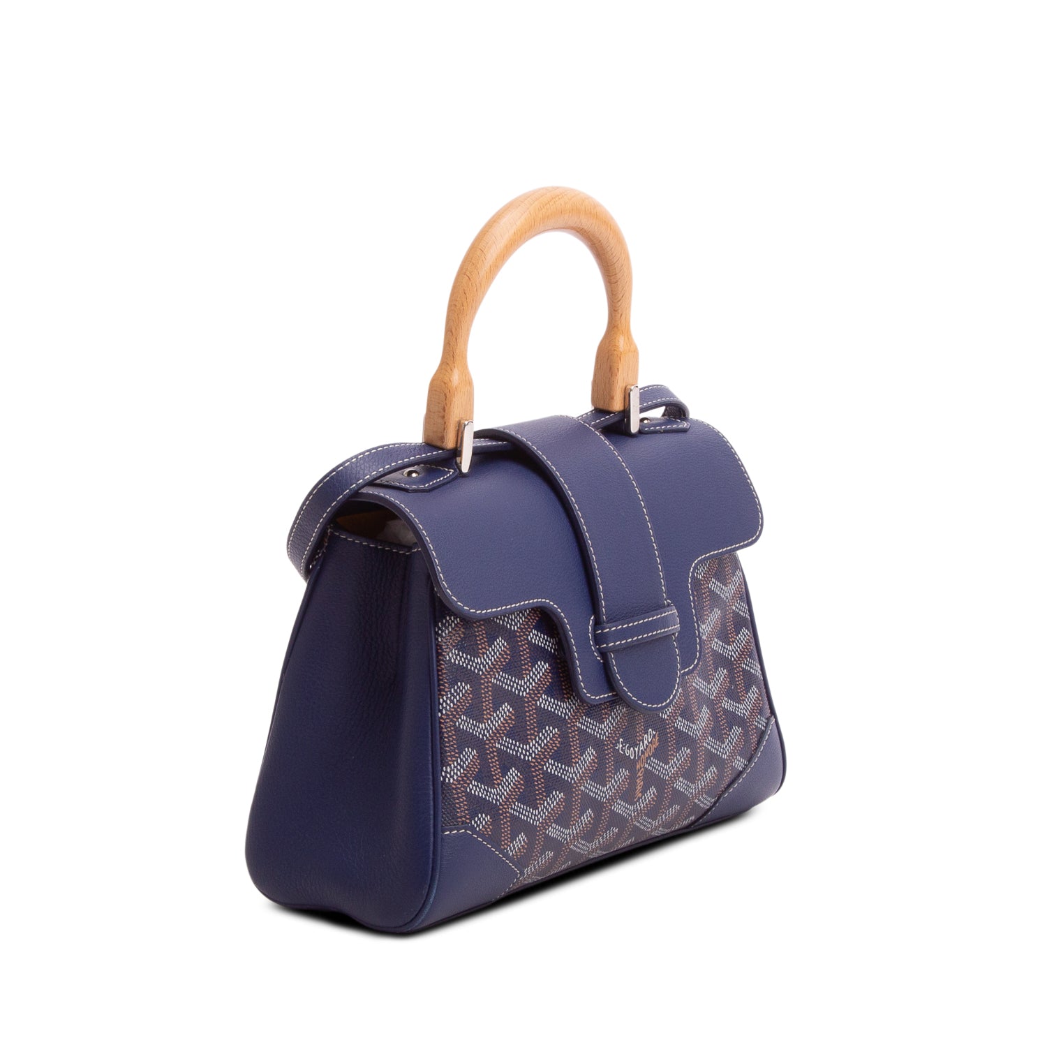 Goyard Blue Leather & Goyardine Canvas Saigon Souple Mini Bag w/ Strap