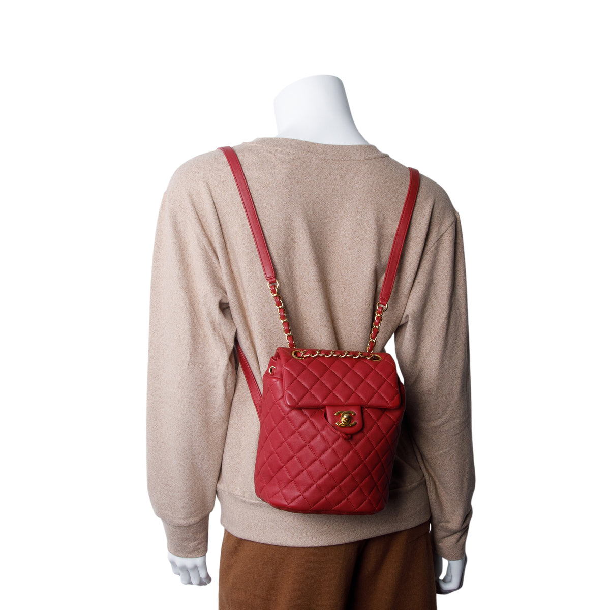 Chanel Red Lambskin Quilted Mini Urban Spirit Backpack