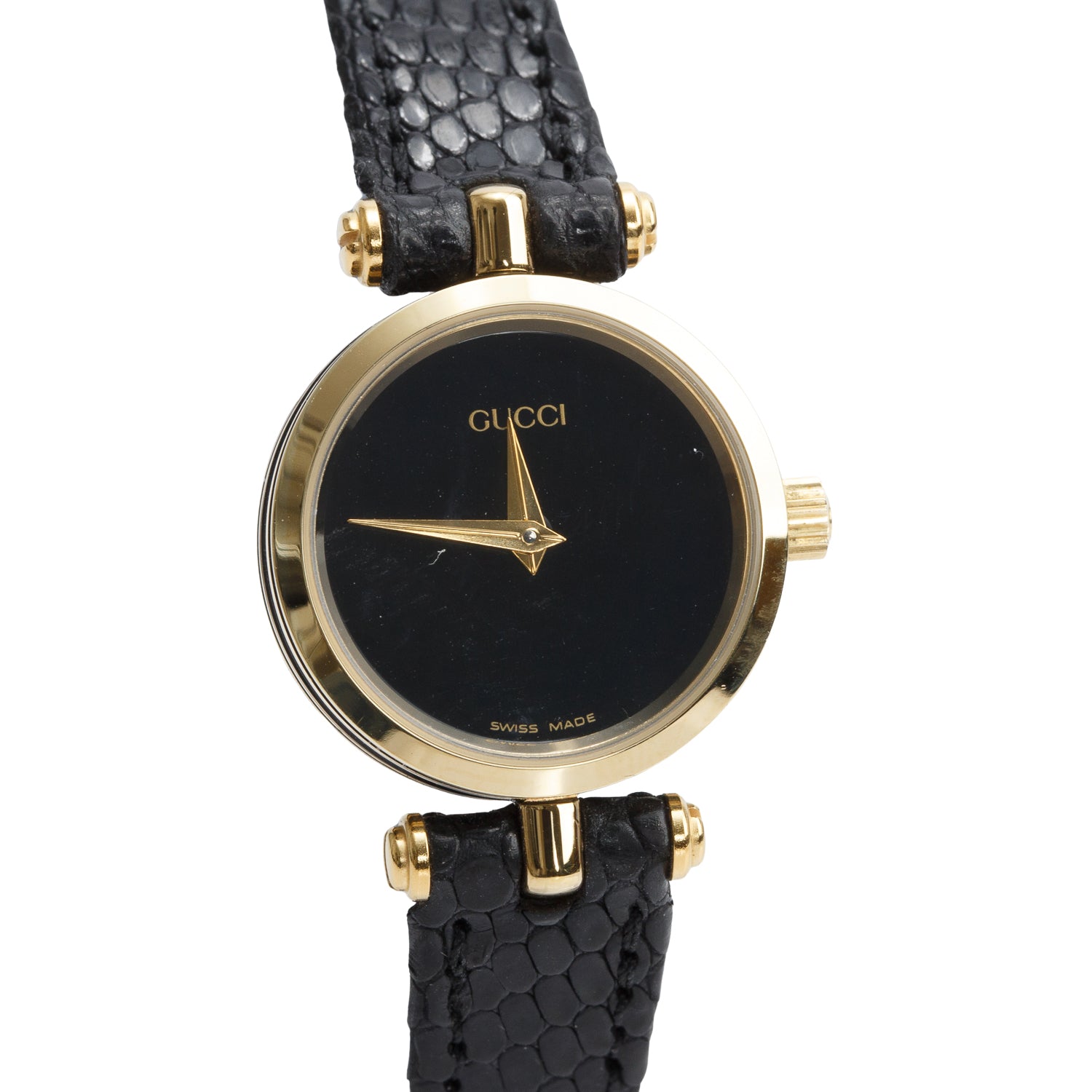 Gucci Gold Plated Stainless Steel Stack 22 MM Quartz Watch Black Dial