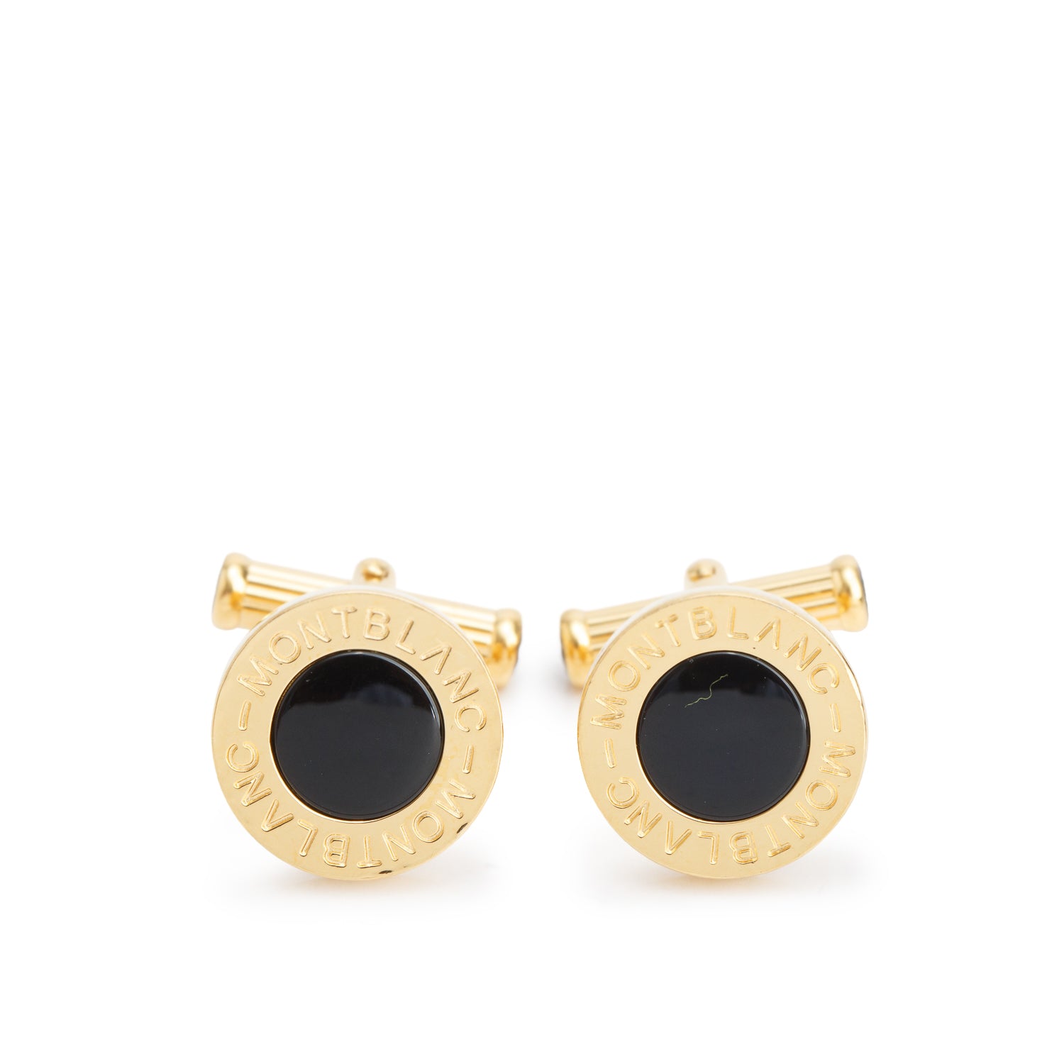 Montblanc Gold Plated Stainless Steel Black Resin Star Cufflinks