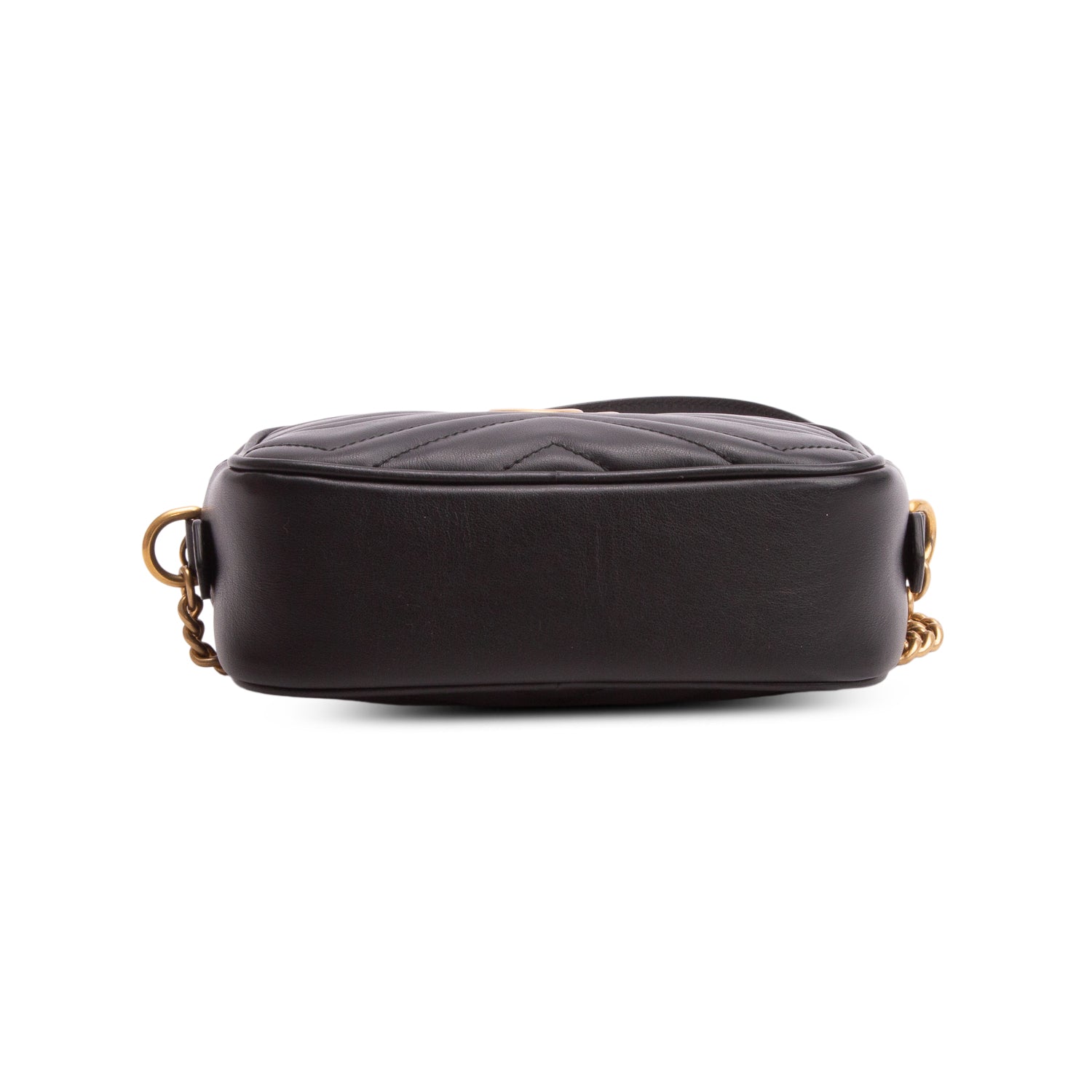 Gucci Black Calfskin Matelasse Mini GG Marmont Camera Bag w/ Box