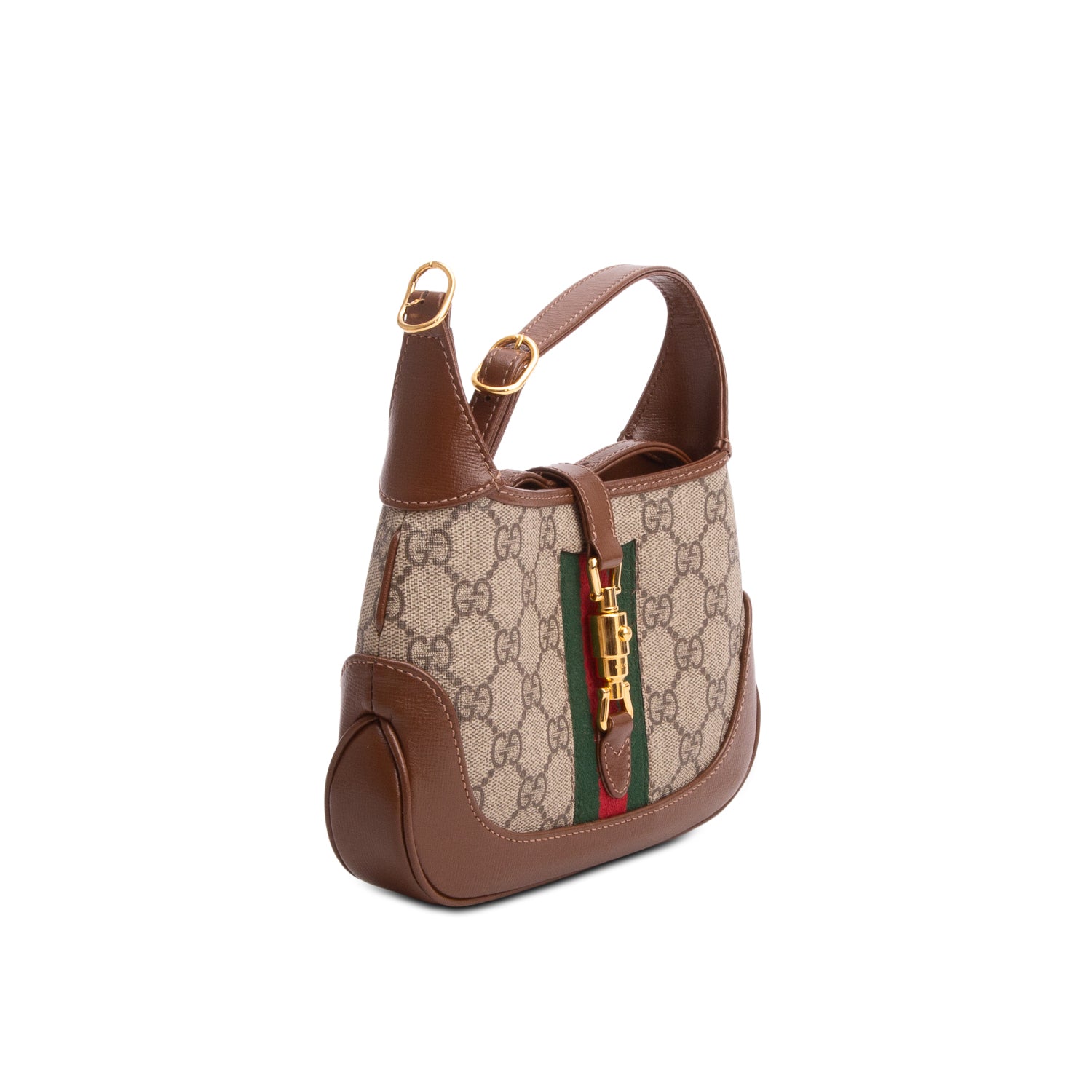 Gucci GG Supreme Monogram Azalea Calfskin Web Mini Jackie 1961 w/ Strap