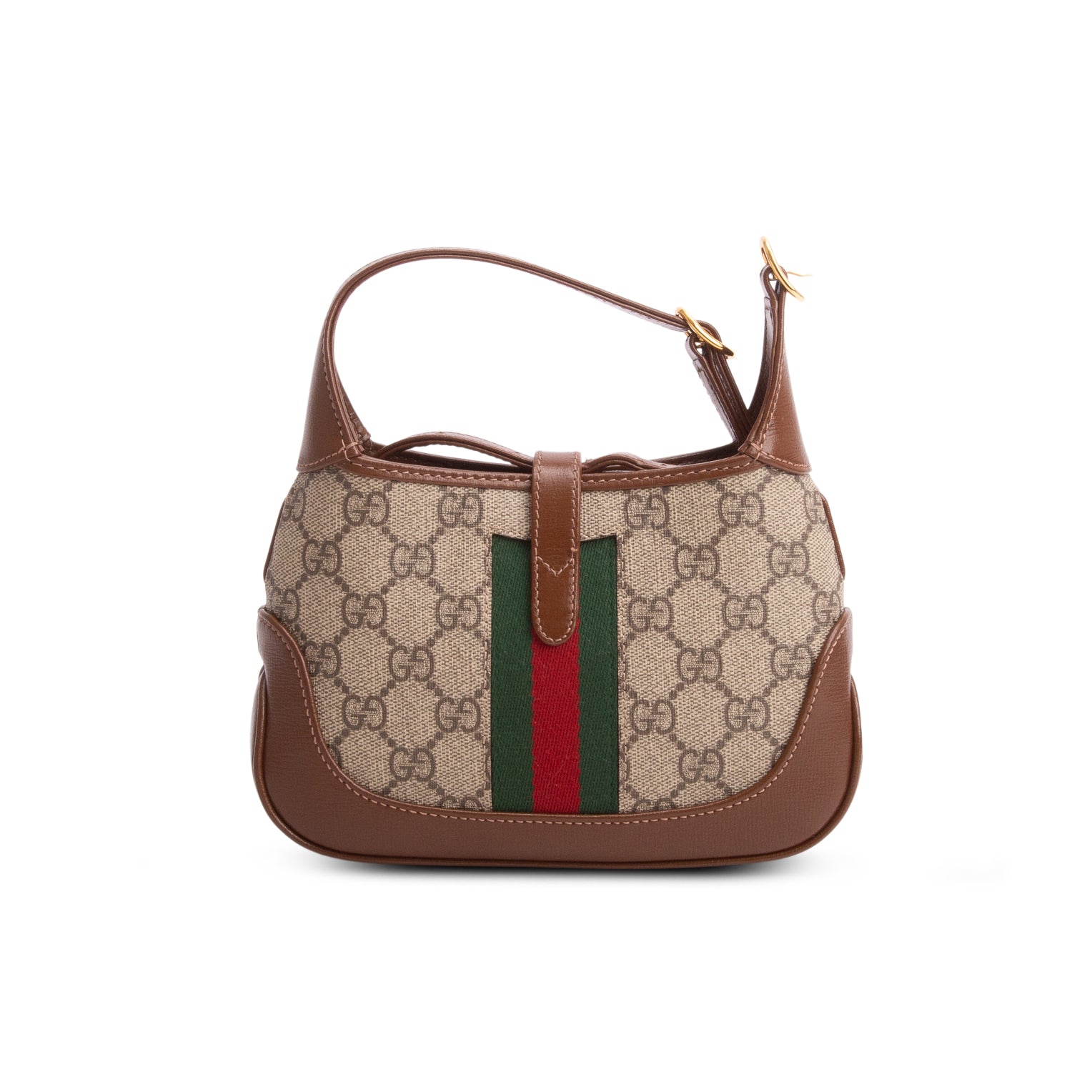Gucci GG Supreme Monogram Azalea Calfskin Web Mini Jackie 1961 w/ Strap