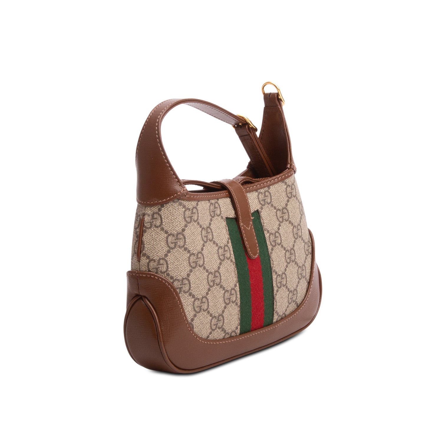 Gucci GG Supreme Monogram Azalea Calfskin Web Mini Jackie 1961 w/ Strap
