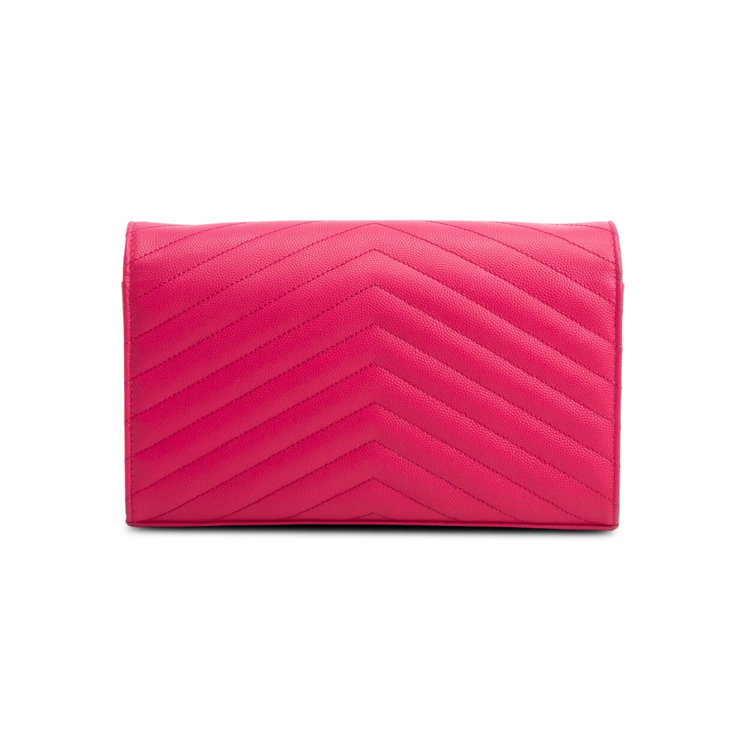 Saint Laurent Pink Grain De Poudre Chevron Cassandre Envelope Chain Wallet