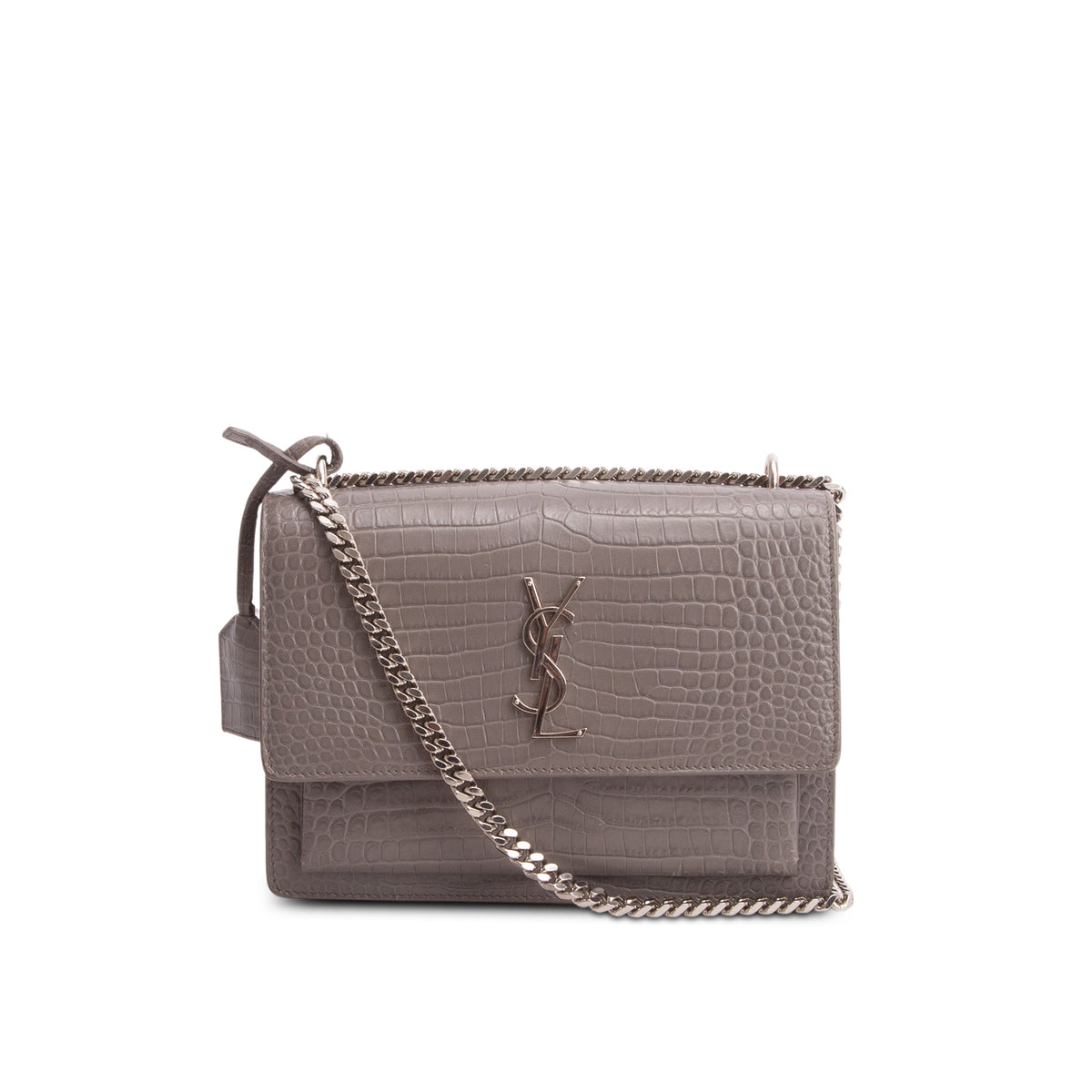 Saint Laurent Grey Croc Embossed Calfskin Medium Sunset Bag – OLIVER'S