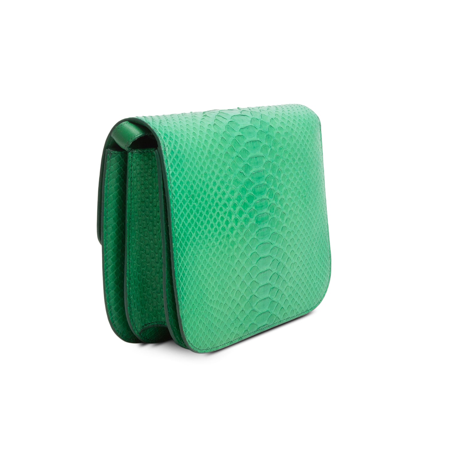Celine Green Python Medium Classic Box Flap Bag