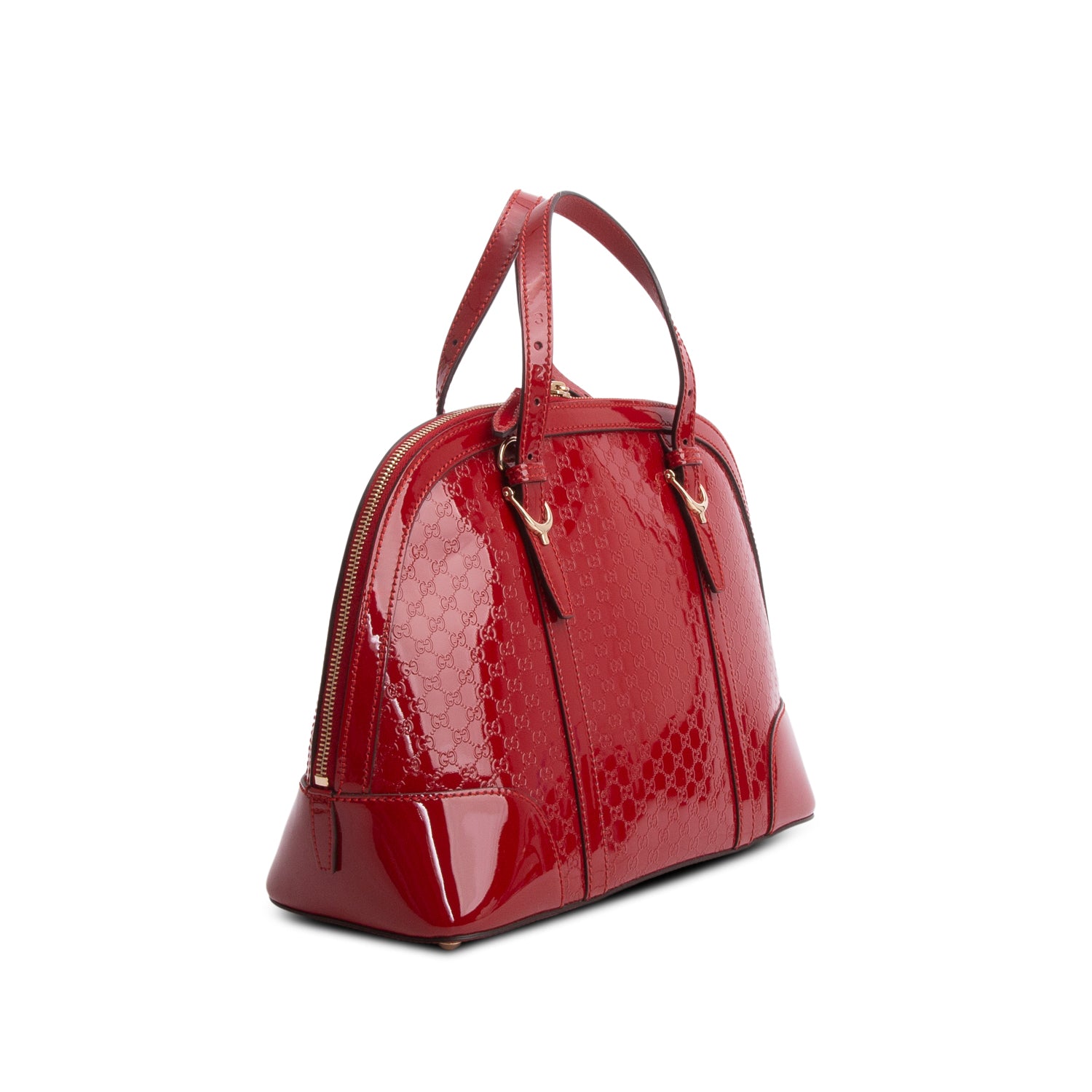 Gucci Red Patent Microguccissima Small Nice Top Handle Dome Bag w/ Strap