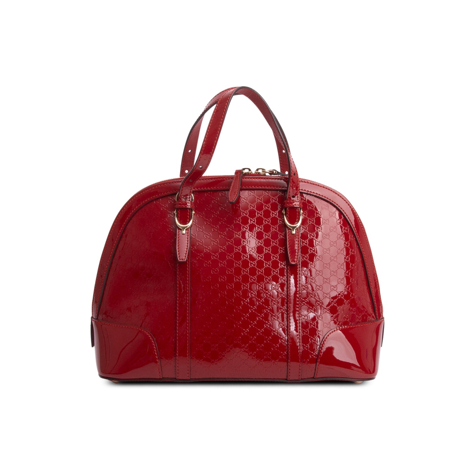 Gucci Red Patent Microguccissima Small Nice Top Handle Dome Bag w/ Strap