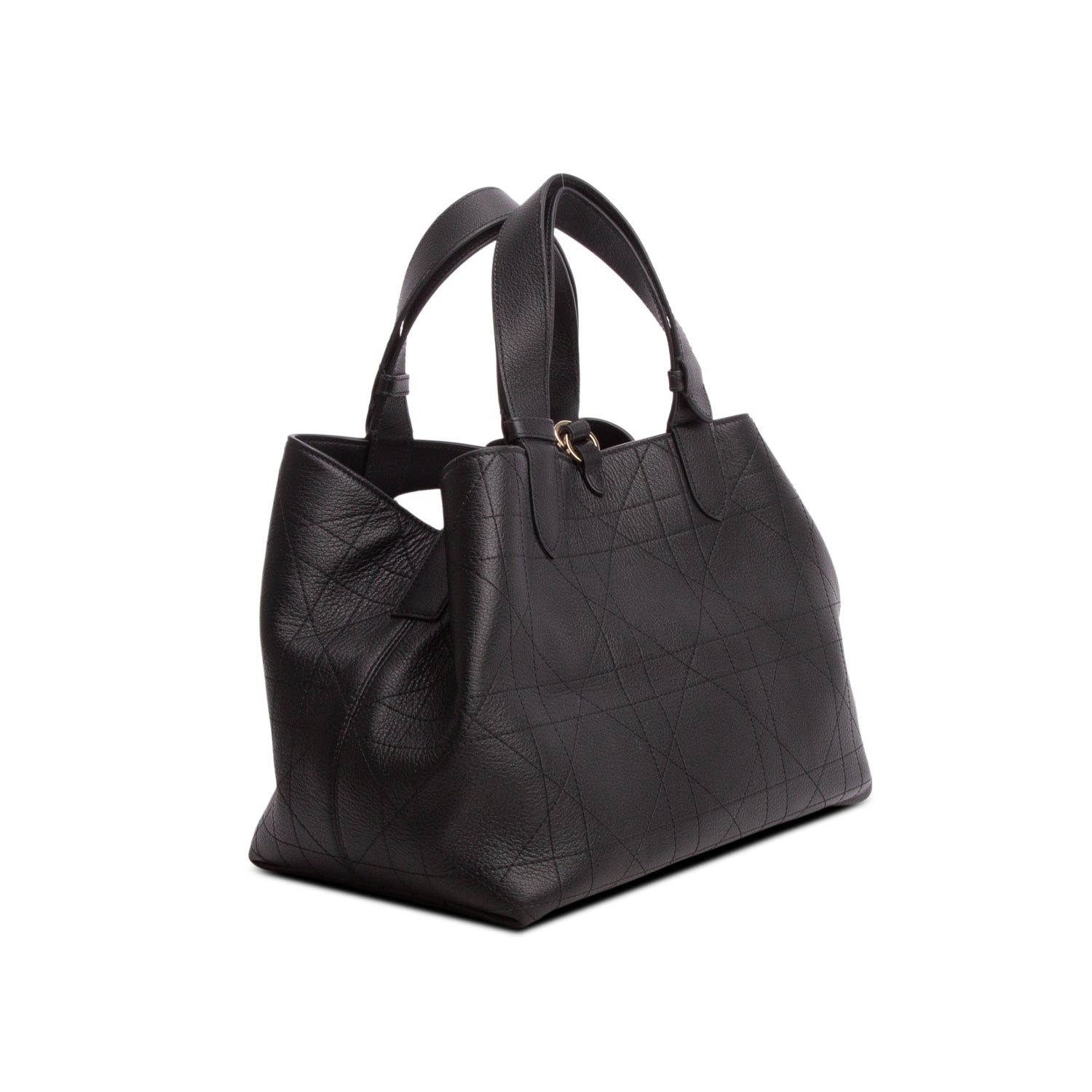 Christian Dior 2025 Black Calfskin Macrocannage Medium Toujours Vertical Tote w/ Pouch