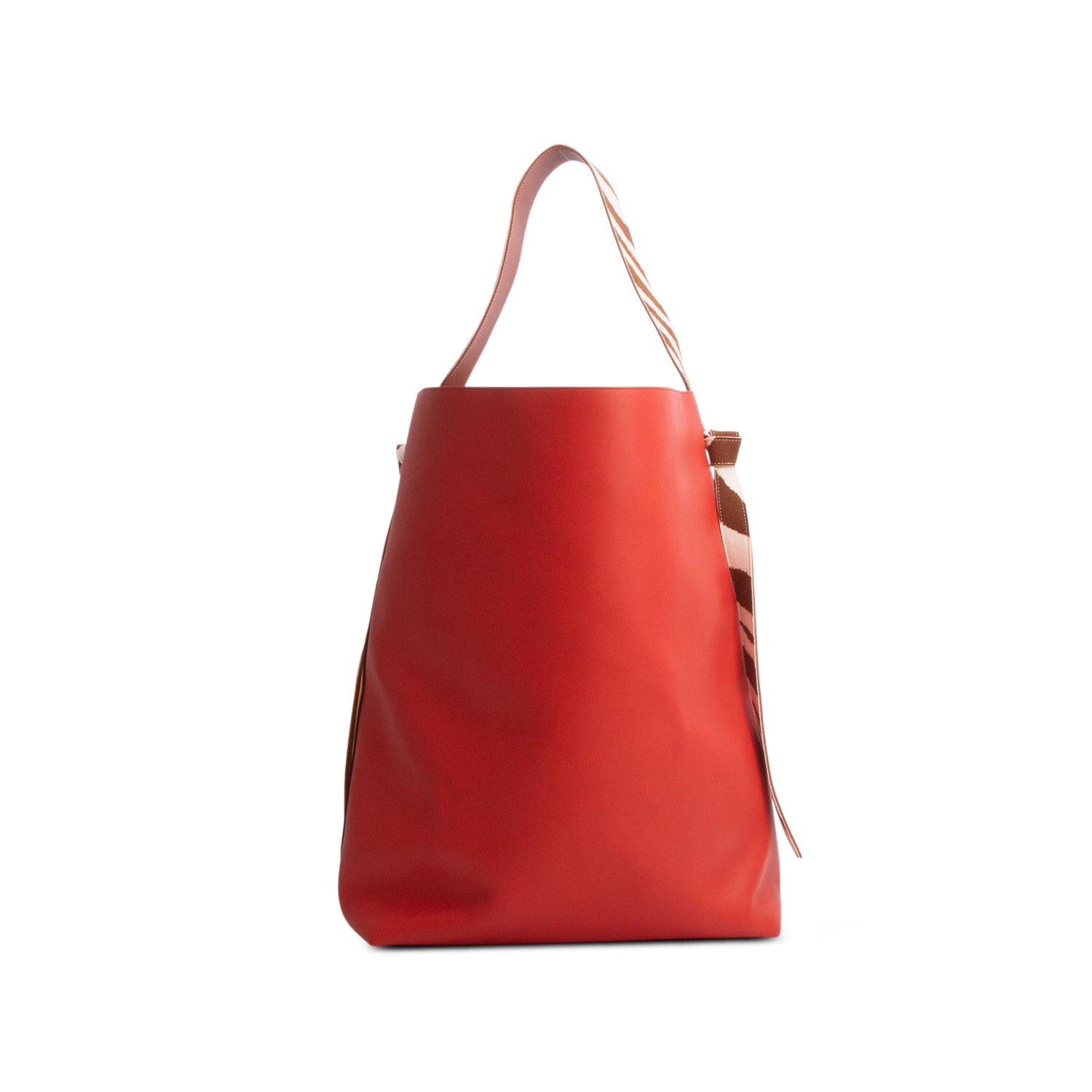 Celine Yellow/Red Shiny Smooth Calfskin Zebra Printed Oversized Twisted Cabas Tote w/ Pouch