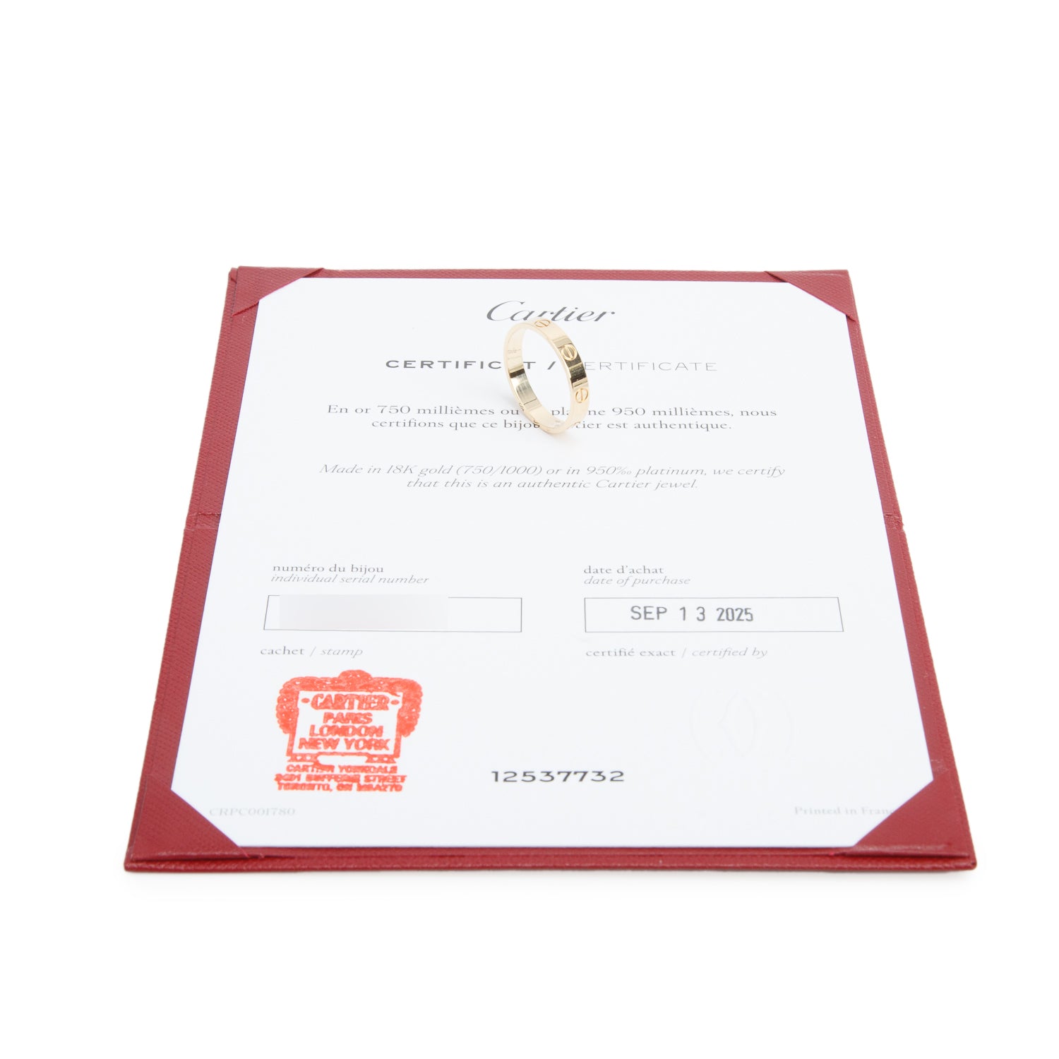 Cartier 2025 18k Yellow Gold 3.6 mm Love Wedding Band Ring, Size 59 8.75 w/ Certificate