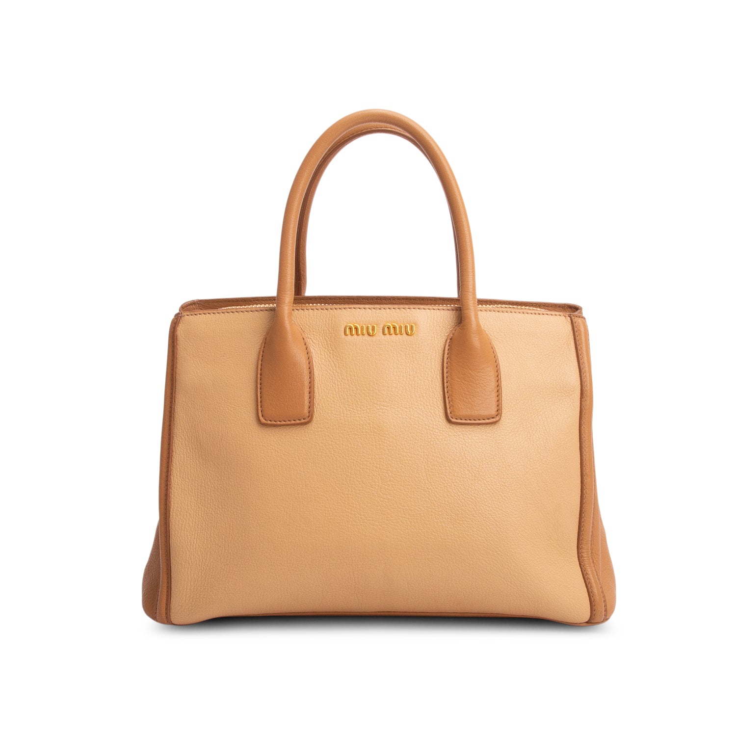 Miu Miu Brown Goatskin Madras Top Handle Bag