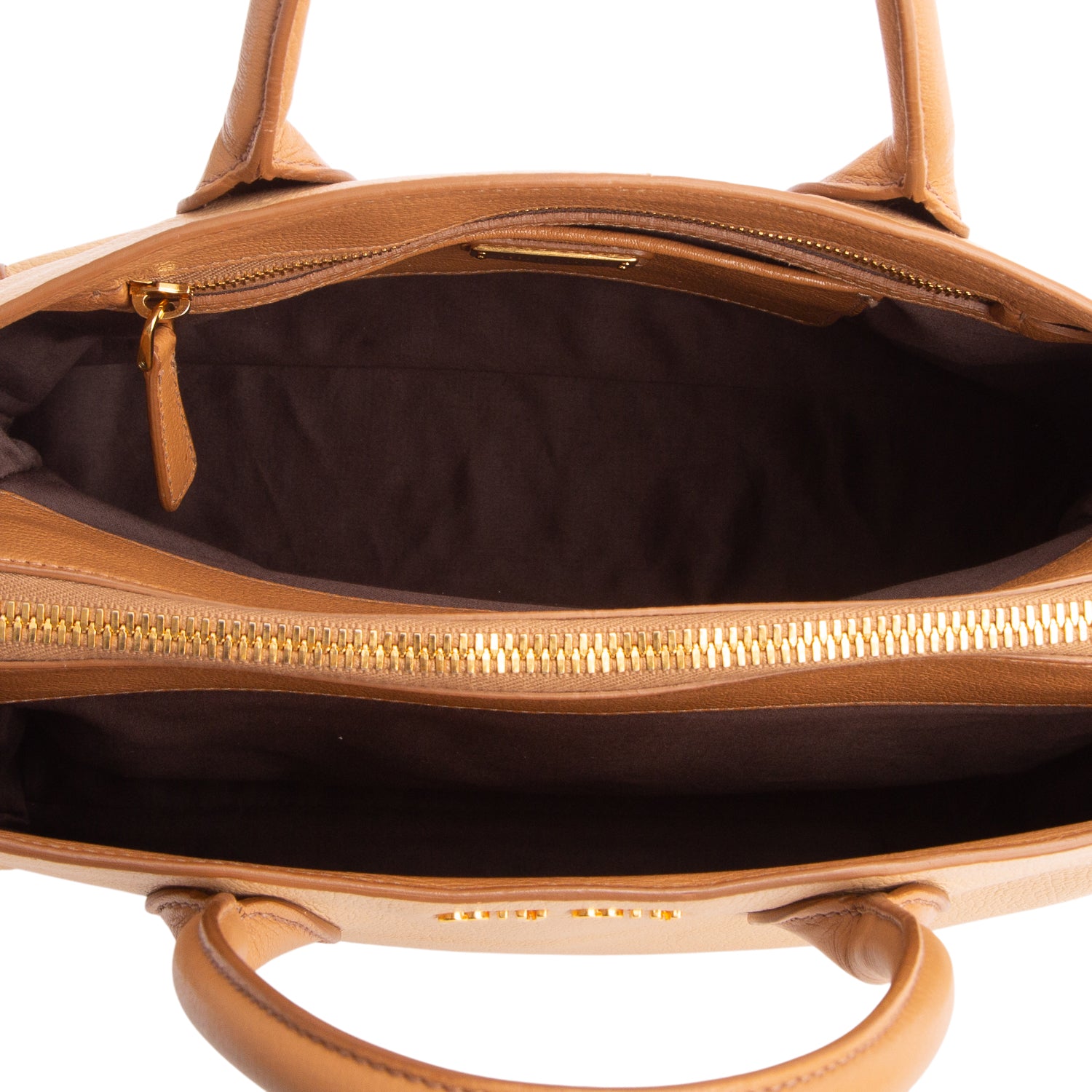 Miu Miu Brown Goatskin Madras Top Handle Bag