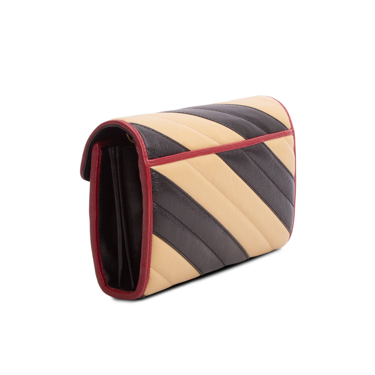 Gucci Beige/Black Leather GG Marmont Torchon Chain Wallet