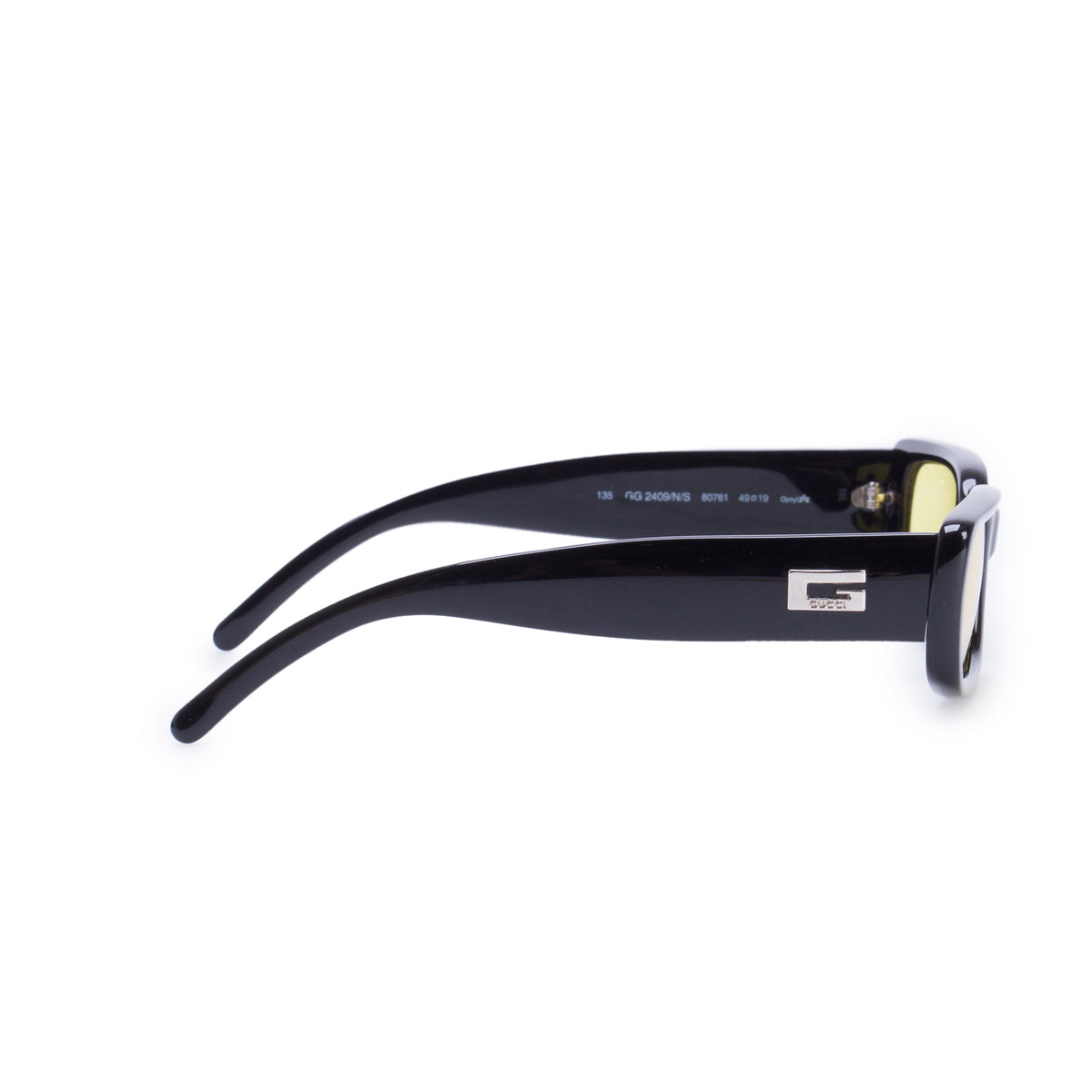 Gucci Vintage GG 2409/N/S Black Acetate Interlocking G Rectangle Sunglasses w/ Case