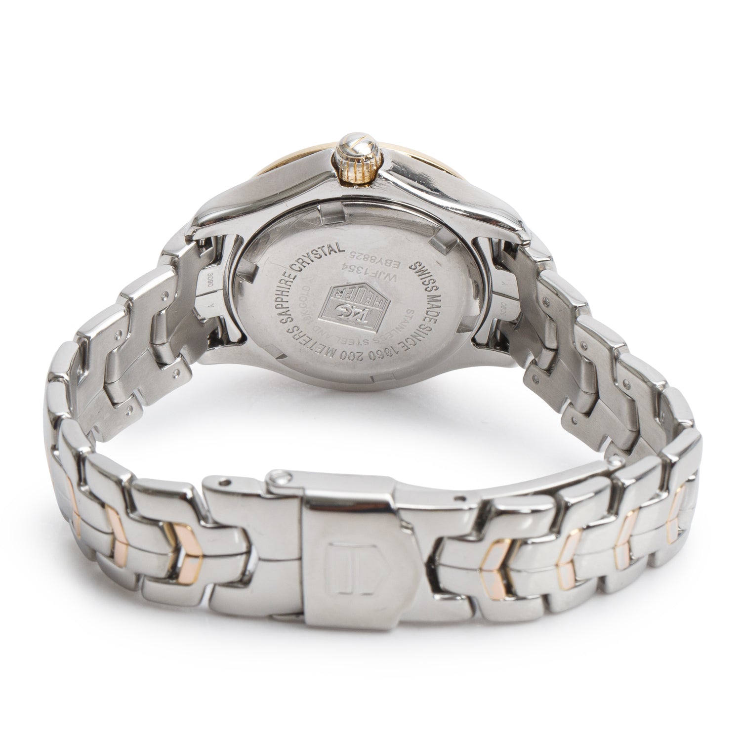 Tag Heuer Stainless Steel & 18k Yellow Gold Diamond Bezel Link 27 MM Quartz Watch Mother of Pearl Diamond Dial WJF1354