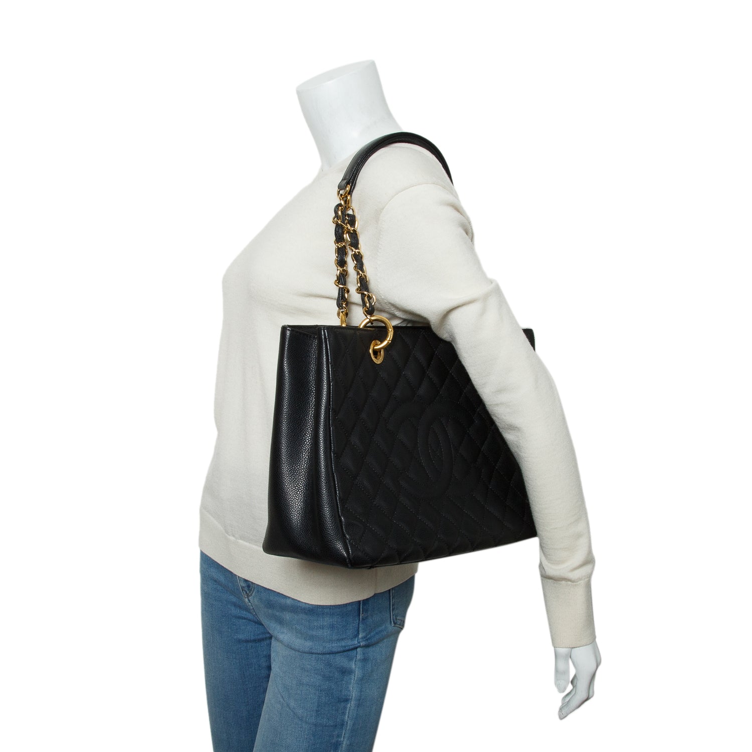 Chanel Black Caviar Leather Grand Shopping Tote (GST)