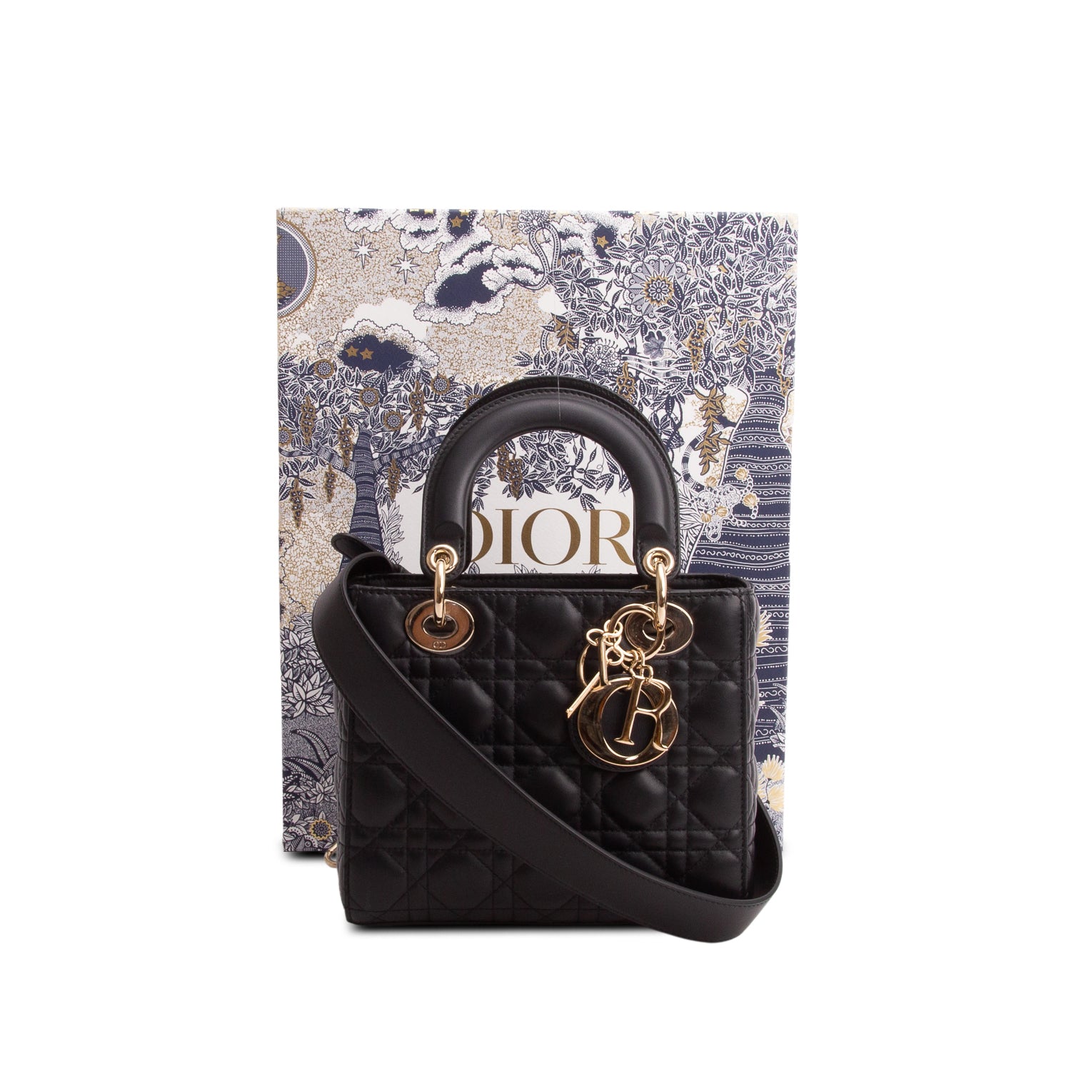 Christian Dior Black Calfskin Cannage Small My ABC Lady Dior w/ Box, Authenticity & Strap