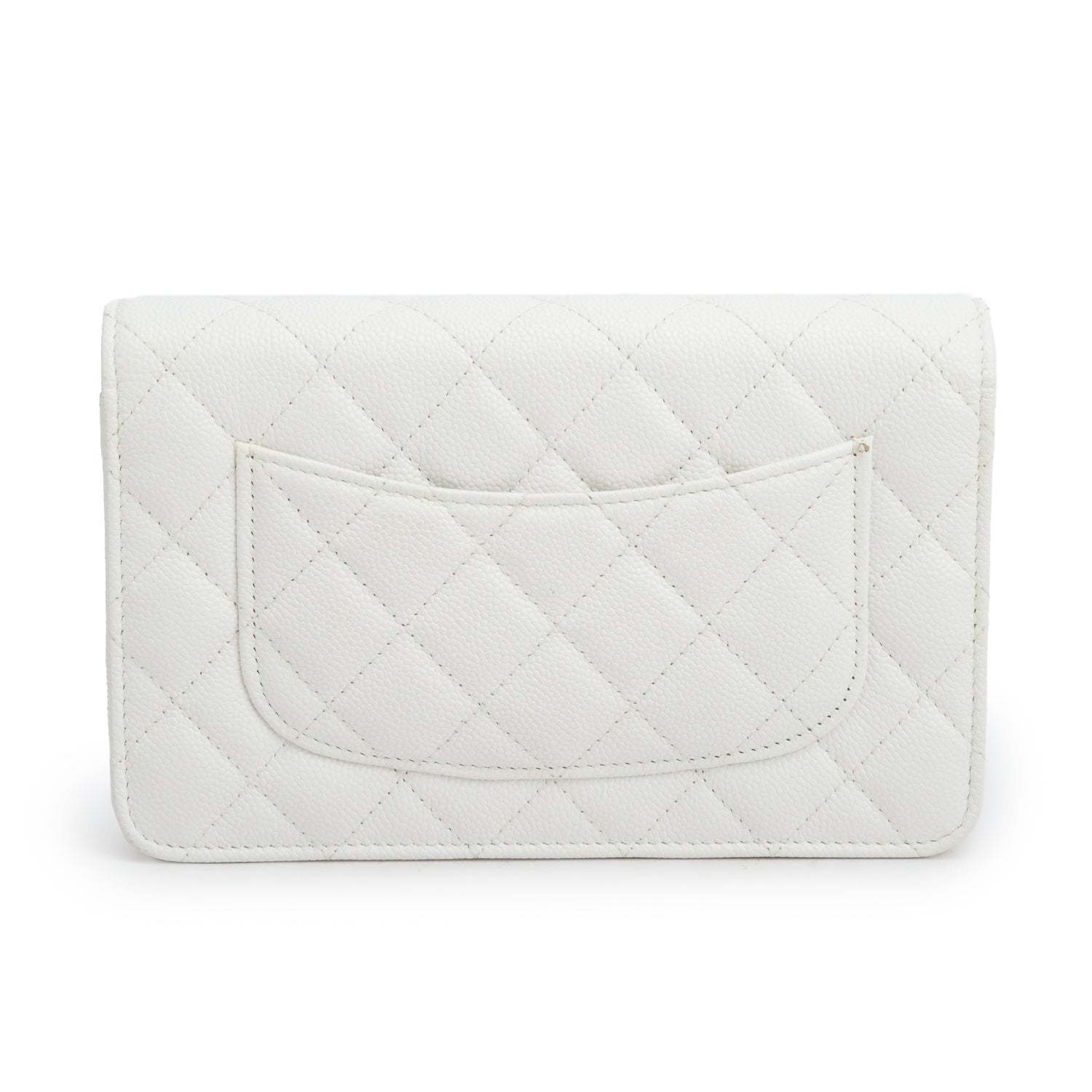 Chanel 2020 White Caviar Quilted Classic Wallet on Chain w/ Box & Authenticity Card