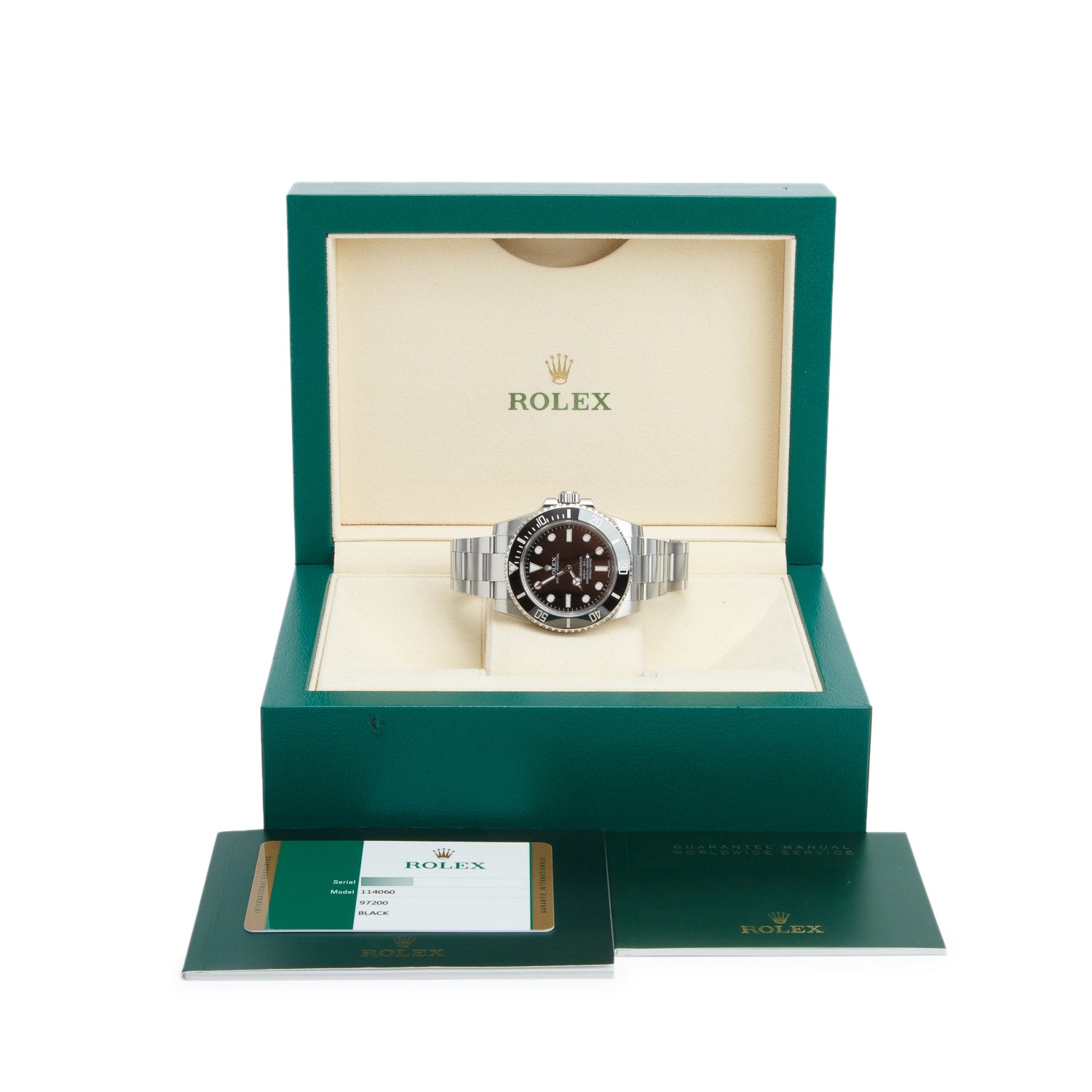 Rolex Stainless Steel Submariner (No Date) 40 MM Automatic Watch Black Dial 114060 w/ Box & Papers