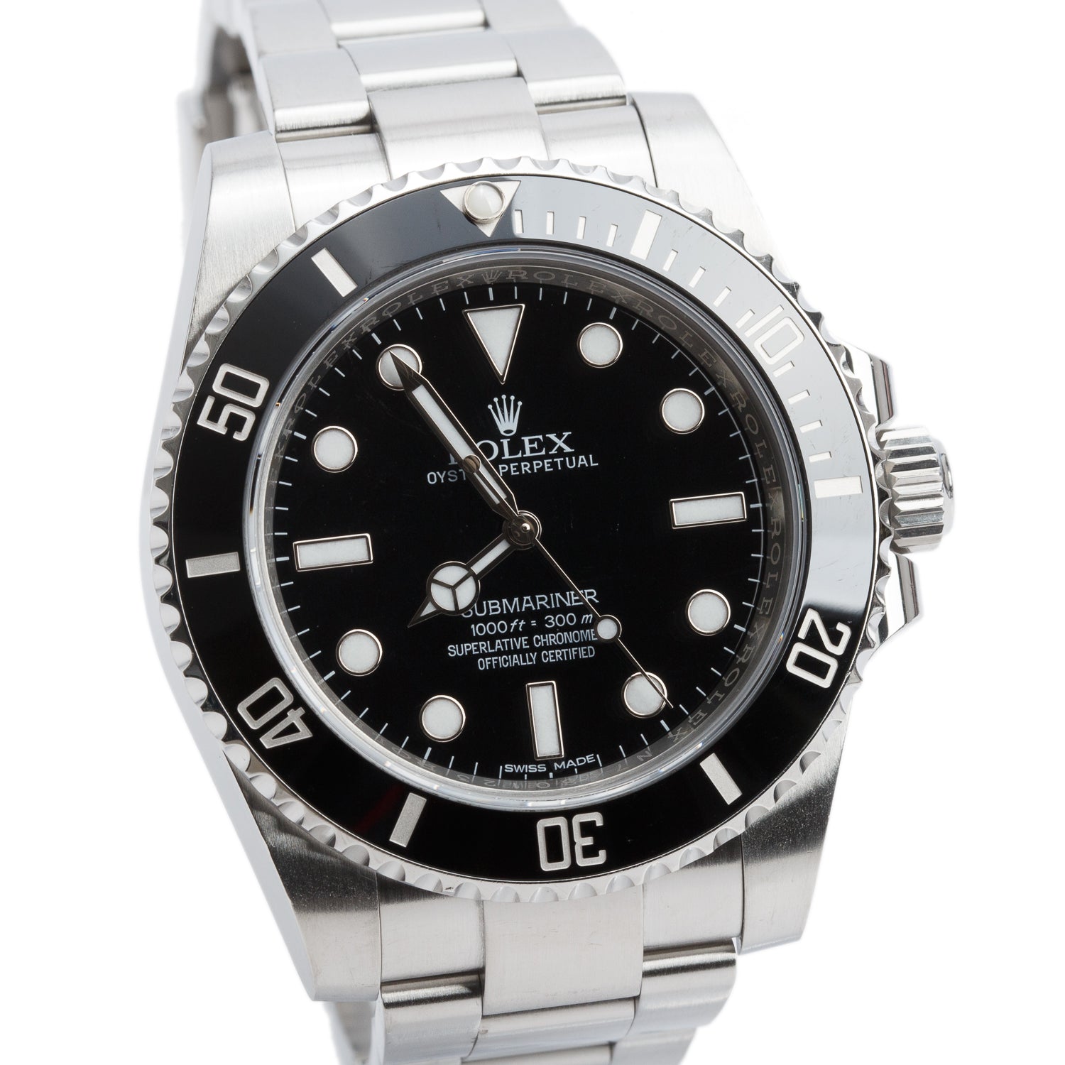 Rolex Stainless Steel Submariner (No Date) 40 MM Automatic Watch Black Dial 114060 w/ Box & Papers