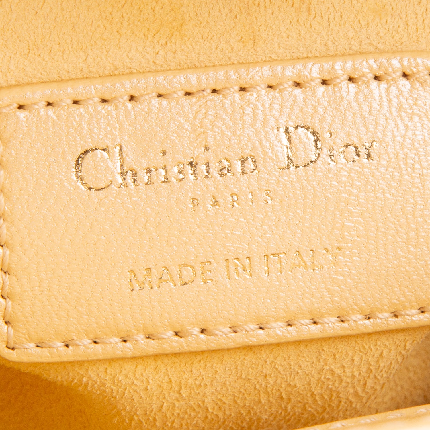 Christian Dior Yellow Metallic Lambskin Leather Cannage Mini Lady Dior Bag w/ Strap