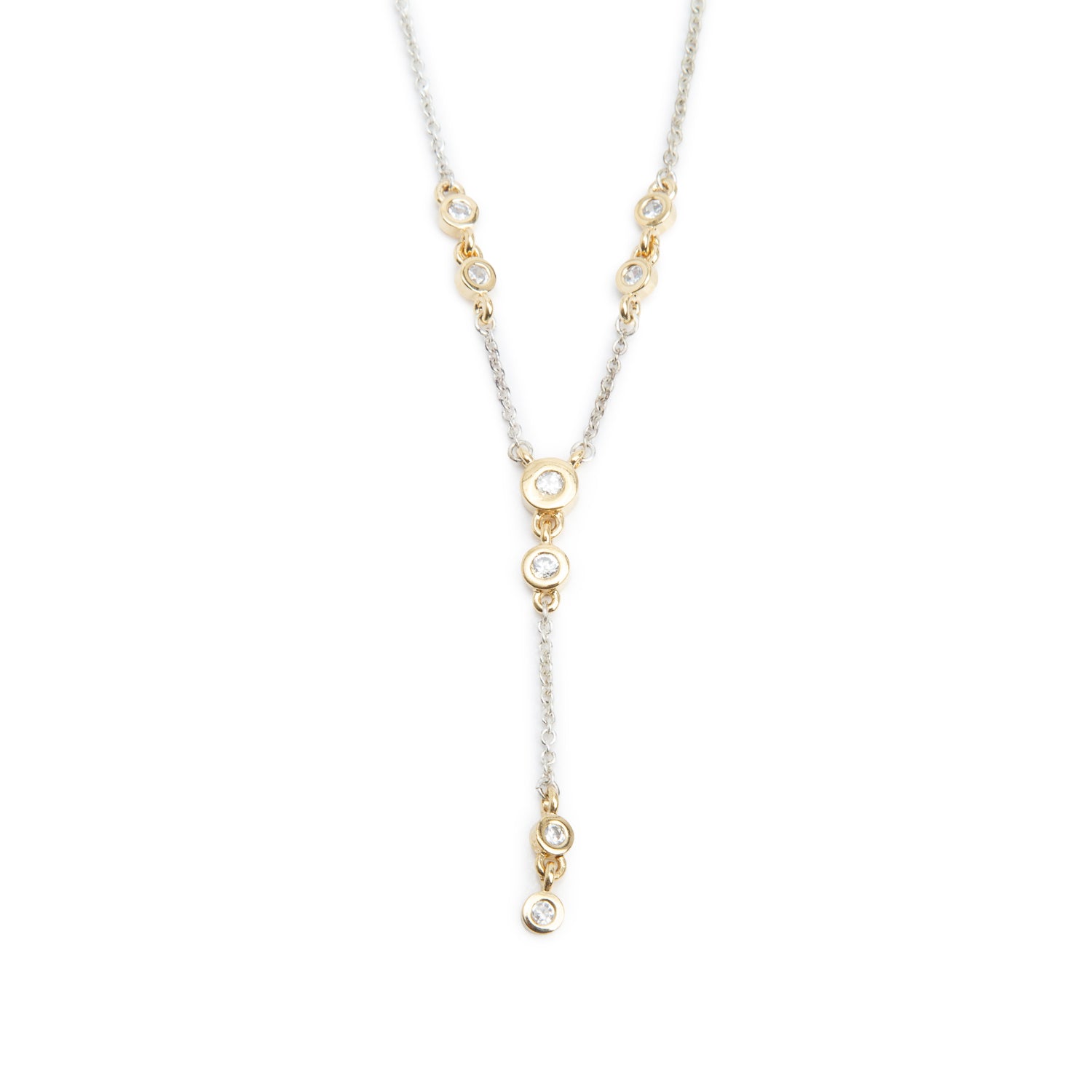 Givenchy Vintage Two-Tone Metal Crystal Lavalier Necklace