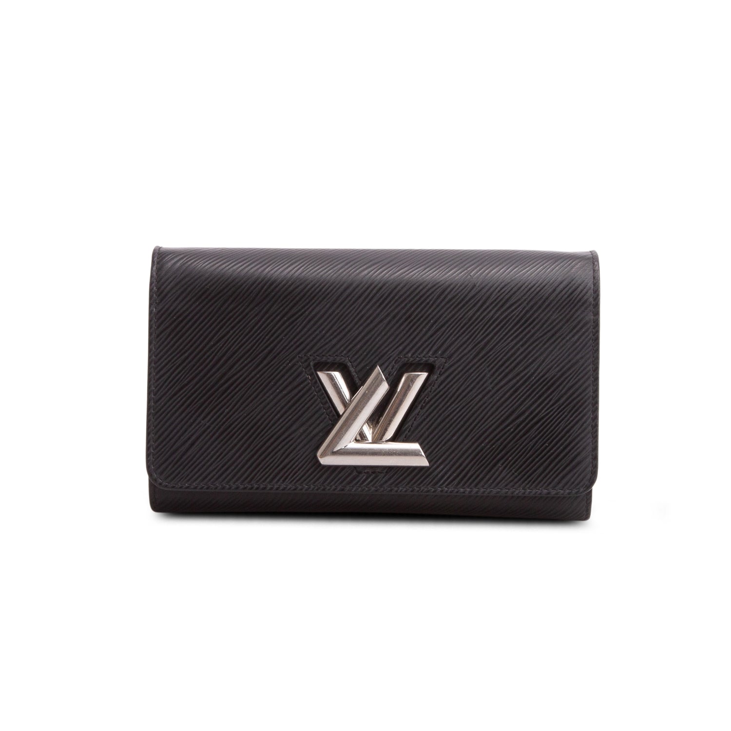 Louis Vuitton Black Epi Leather Twist Chain Wallet w/ Box