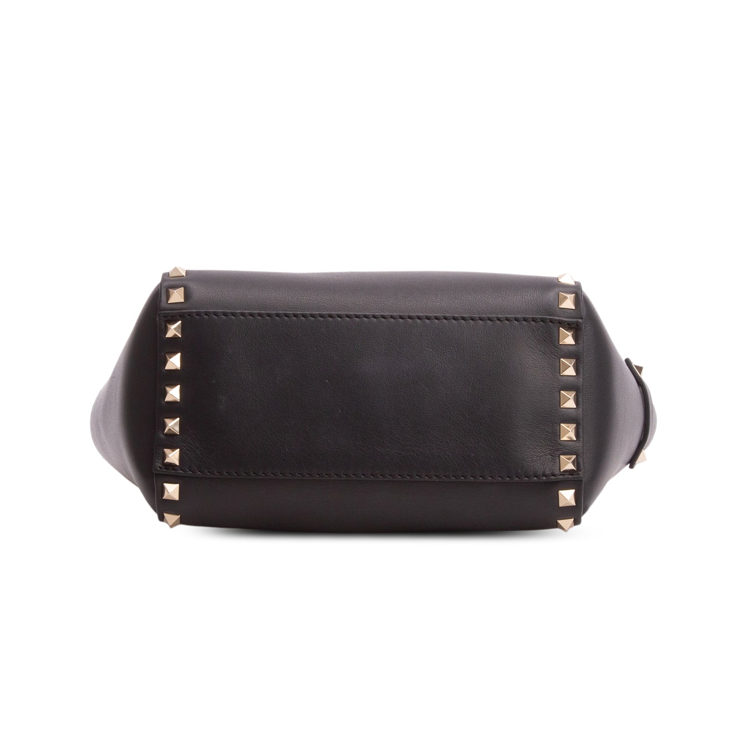 Valentino Black Smooth Leather Mini Rockstud Double Handle Tote w/ Strap