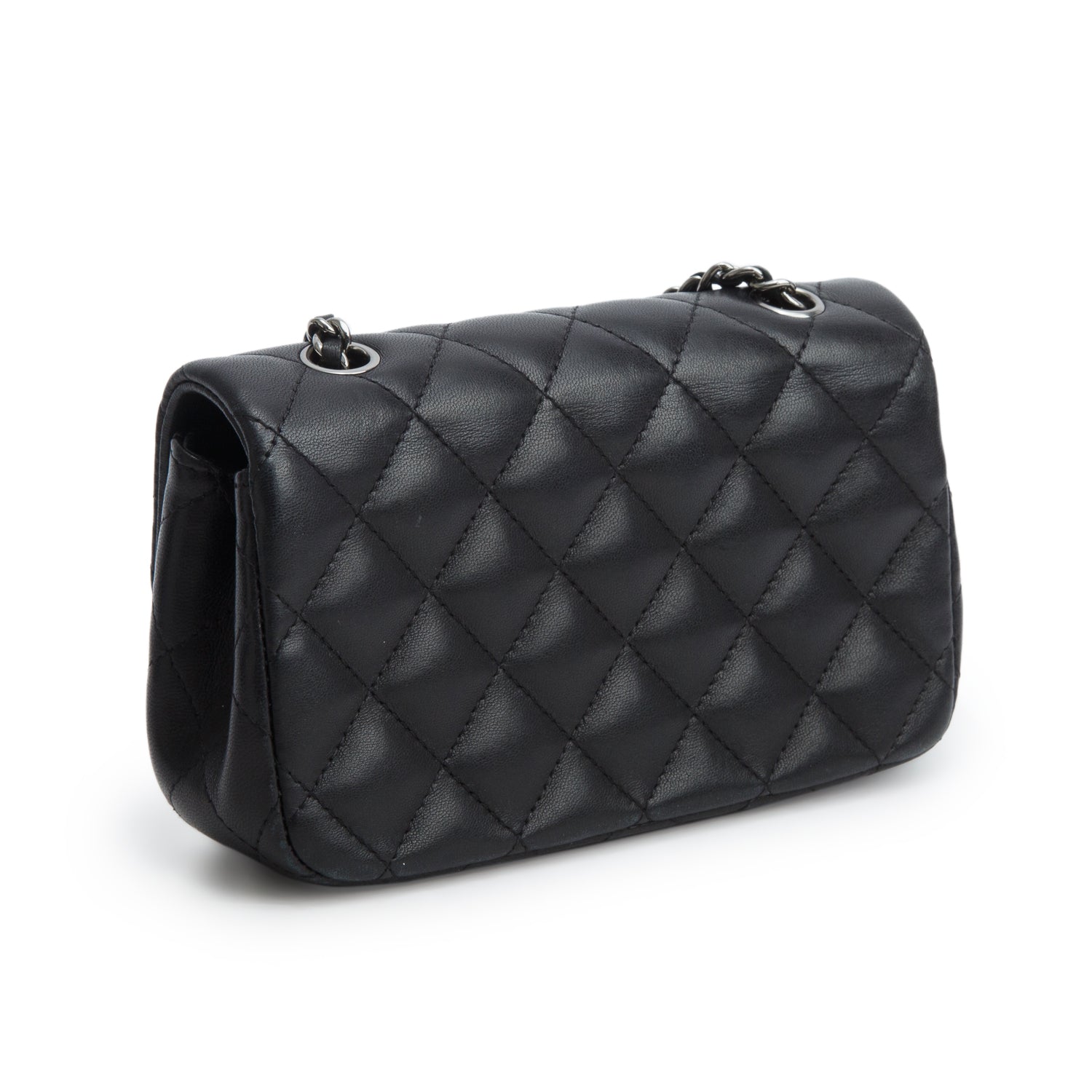 Chanel Black Lambskin Quilted Extra Mini Rectangular Flap