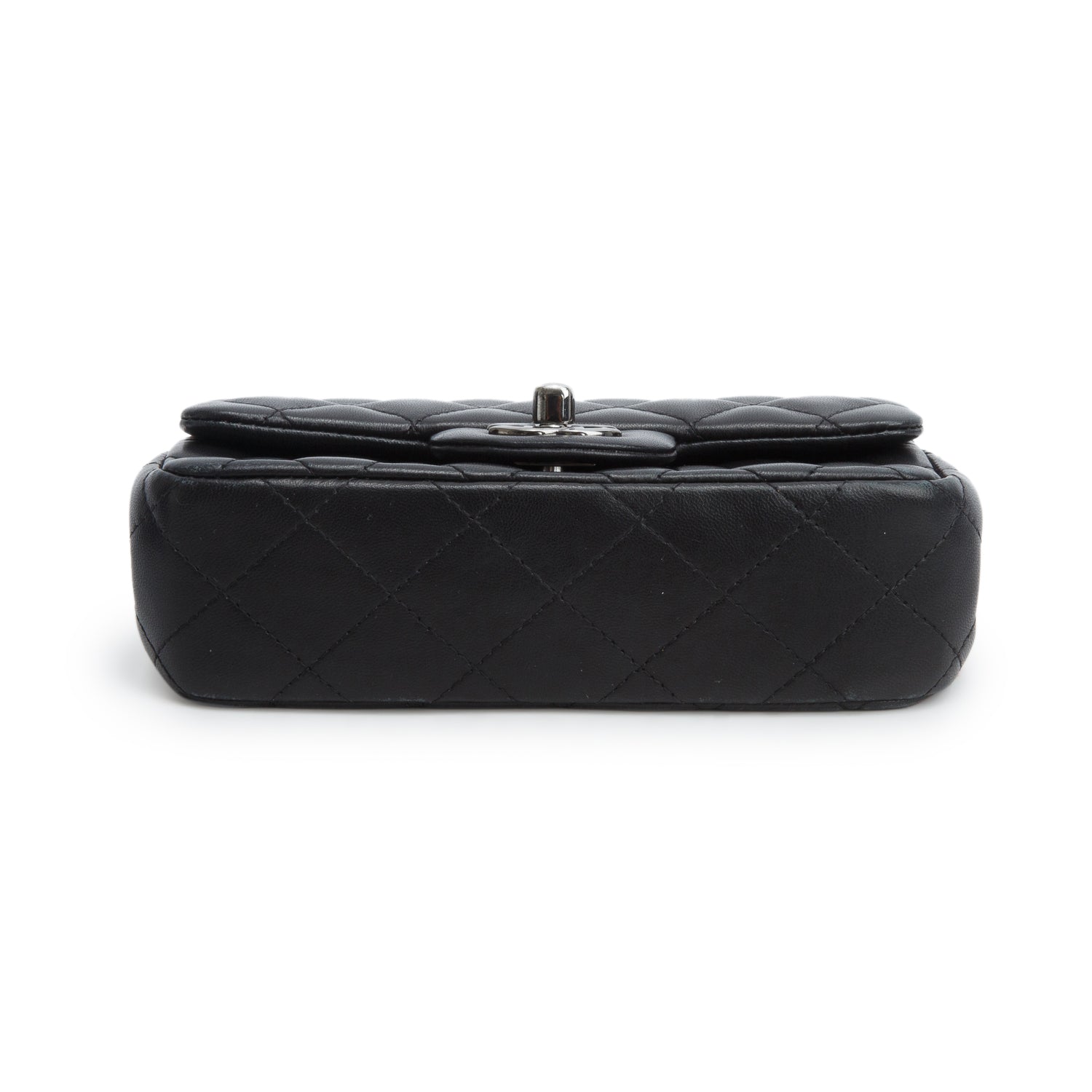 Chanel Black Lambskin Quilted Extra Mini Rectangular Flap