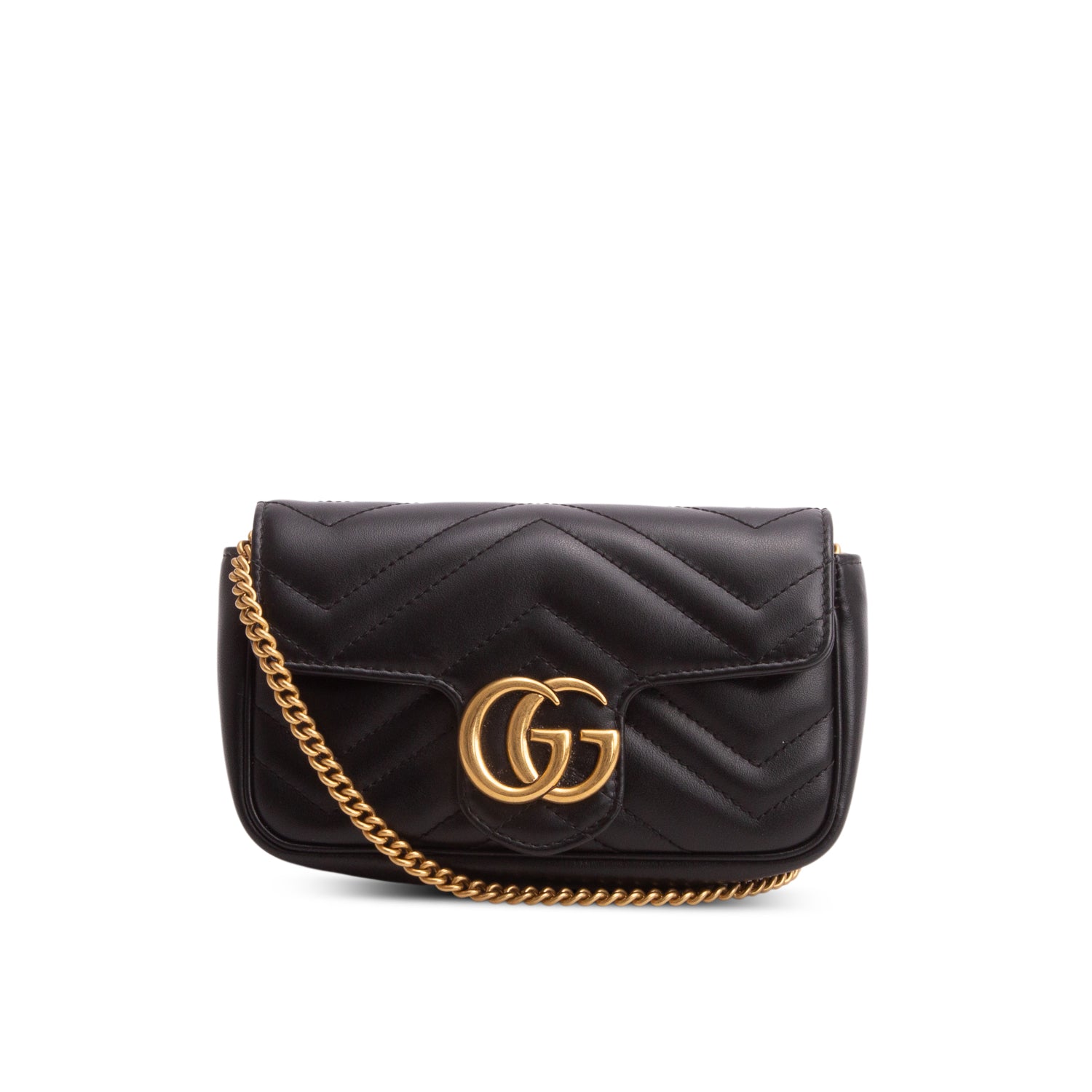 Gucci Black GG Marmont Matelasse Leather Super Mini Bag