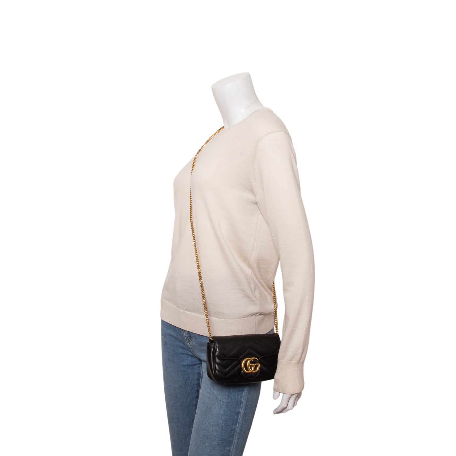 Gucci Black GG Marmont Matelasse Leather Super Mini Bag