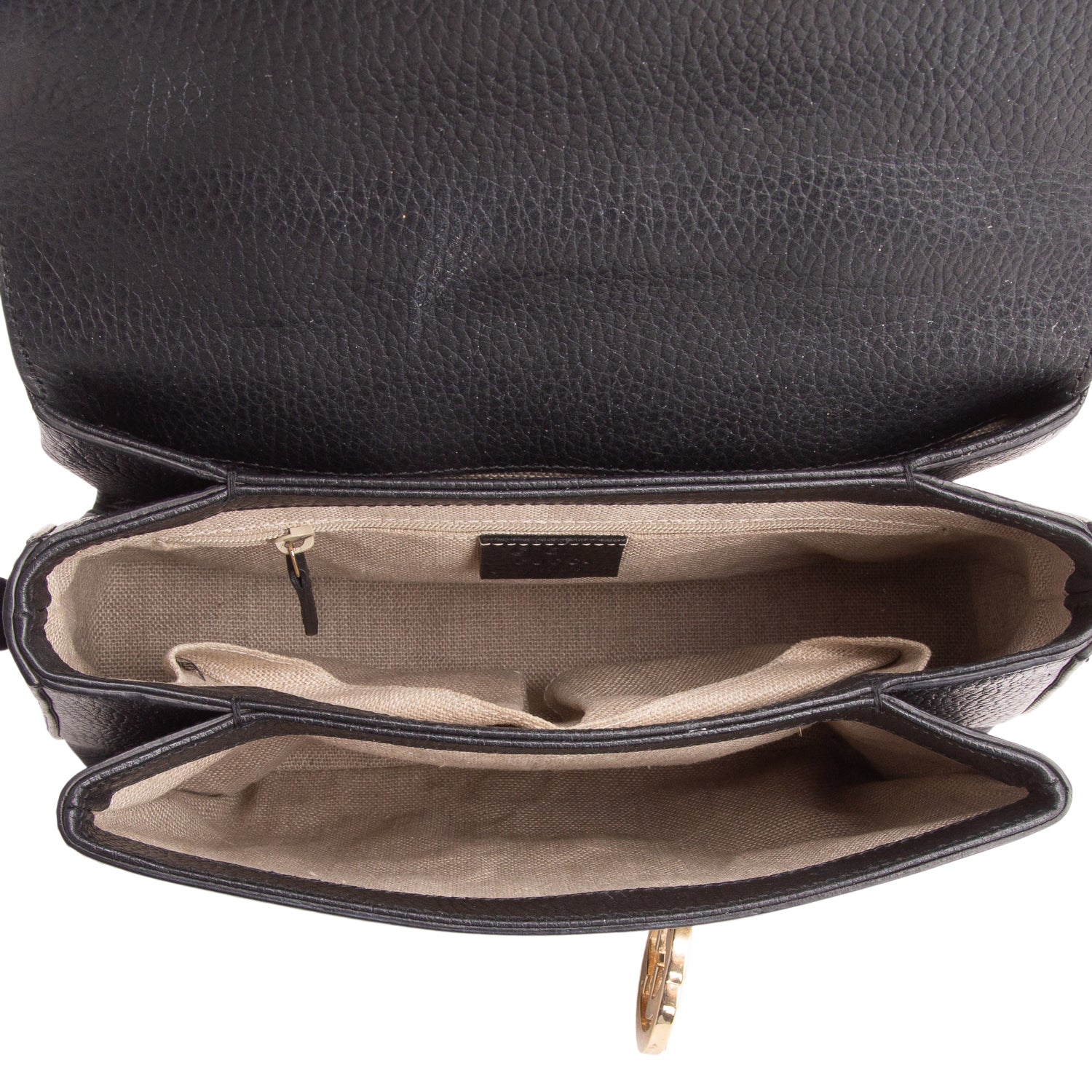 Gucci Black Dollar Calfskin Interlocking G Top Handle Shoulder Bag