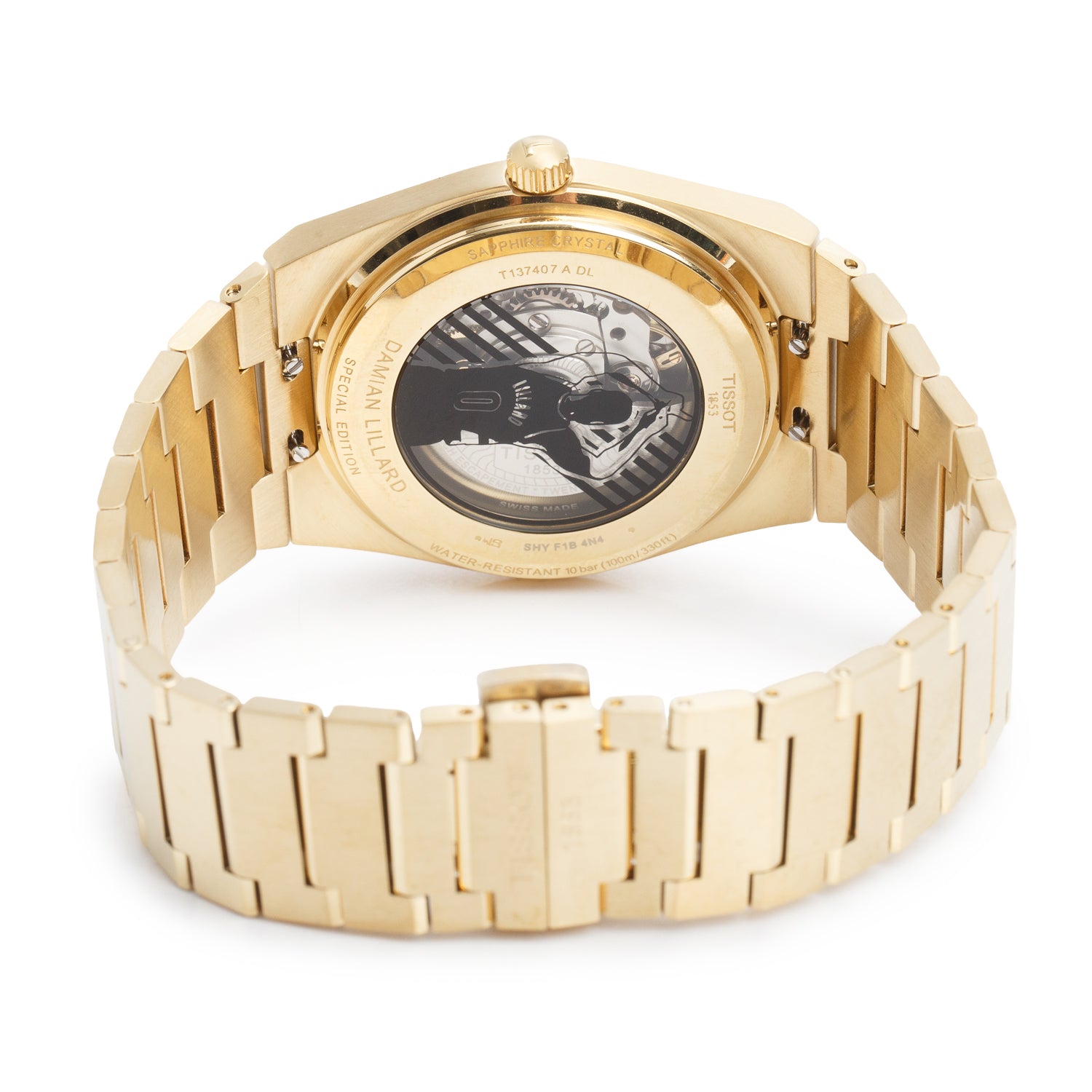 Tissot Gold-Plated Stainless Steel PRX Damian Lillard Special Edition 40 MM Automatic Watch Black Dial w/ Box