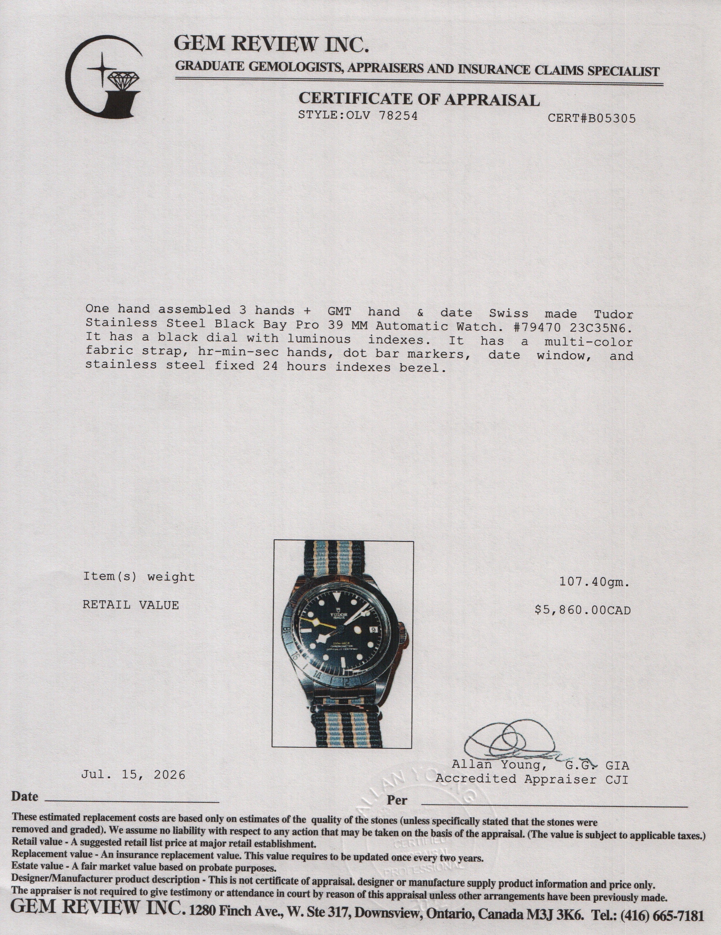 Tudor 2024 Stainless Steel Black Bay Pro 39 MM Automatic Watch Black Dial 79470 w/ Box & Papers
