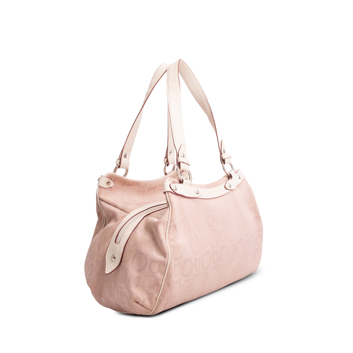 Ferragamo Pink Canvas Gancini Top Handle Bag