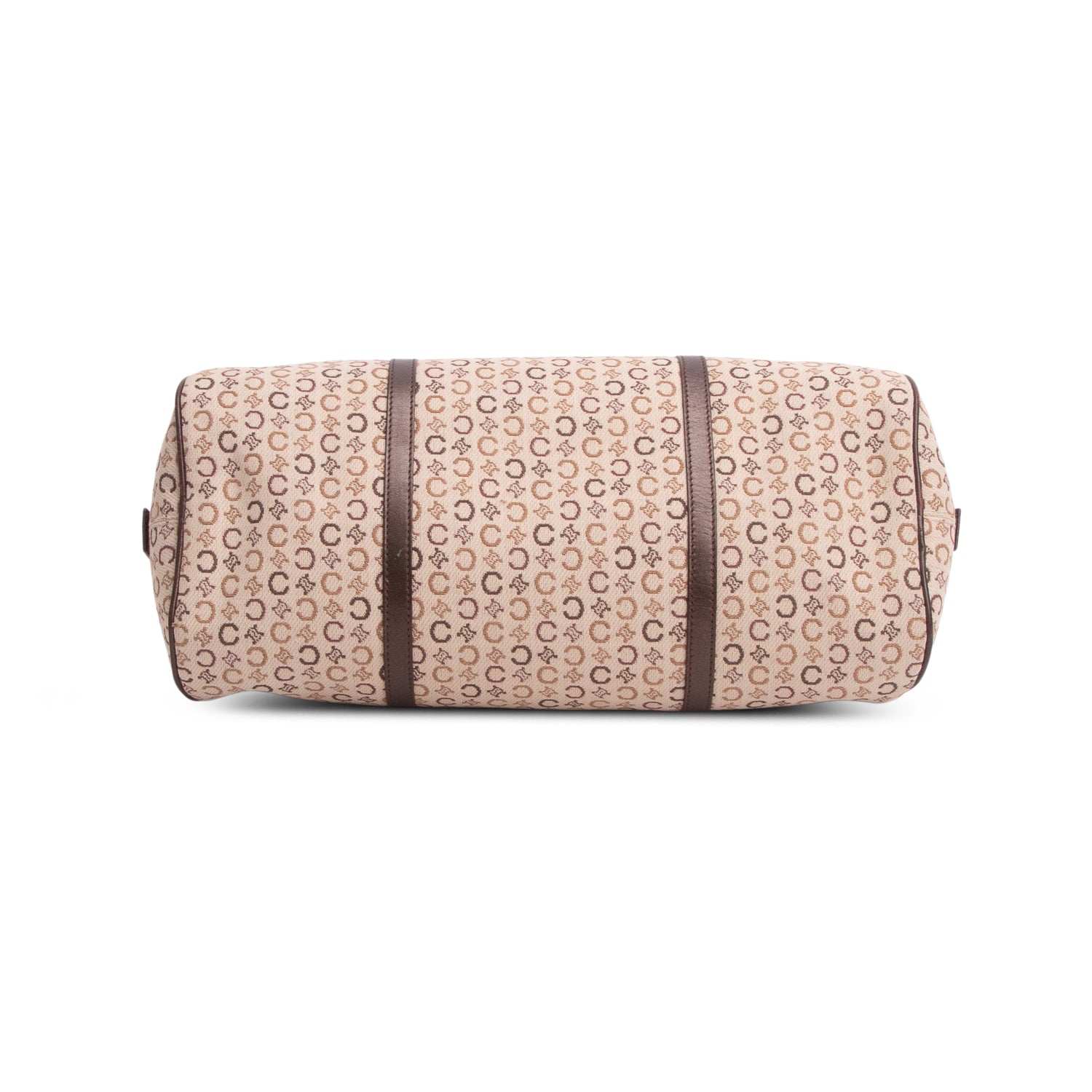 Celine Brown Canvas Jacquard Boston Bag
