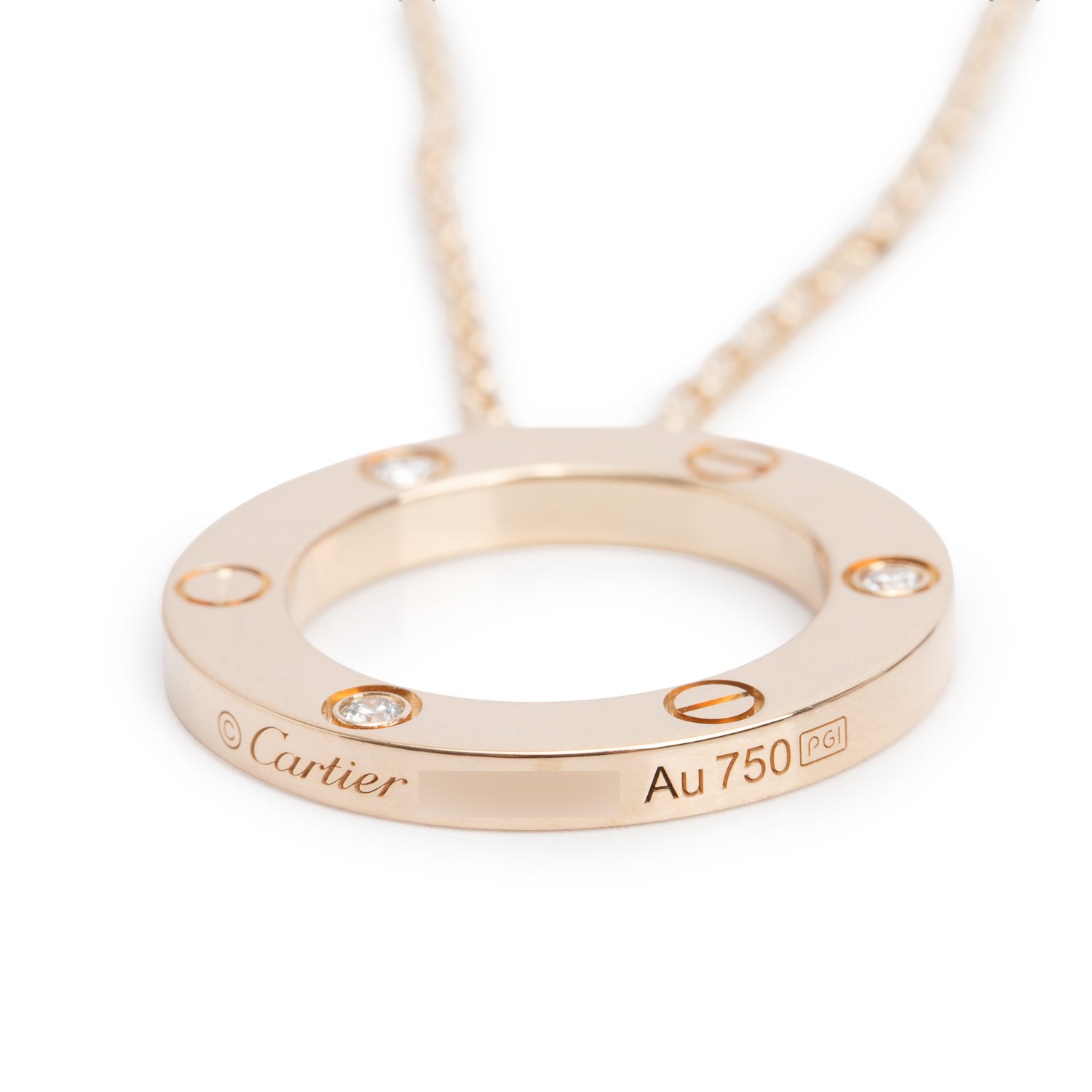 Cartier 2022 18k Rose Gold 3 Diamond Love Pendant Necklace w/ Receipt