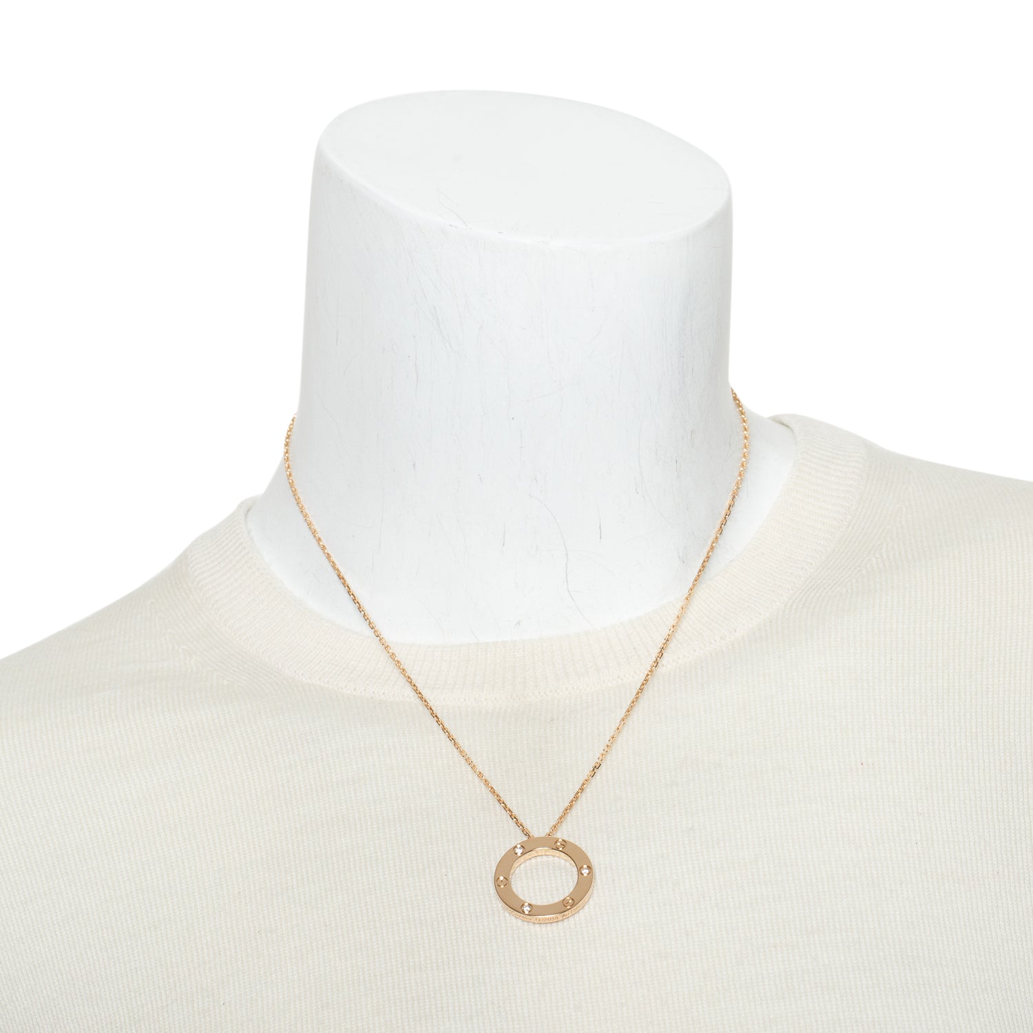 Cartier 2022 18k Rose Gold 3 Diamond Love Pendant Necklace w/ Receipt