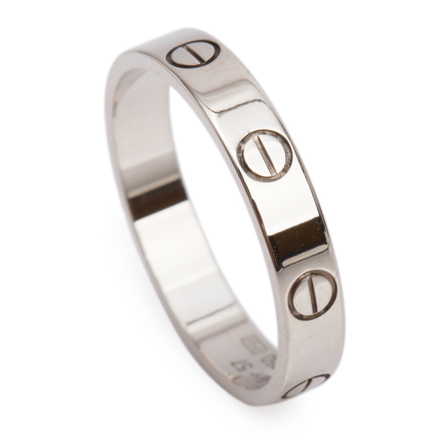 Cartier 2021 18k White Gold 3.6 MM Love Wedding Band Ring, Size 57 8 w/ Box & Receipt
