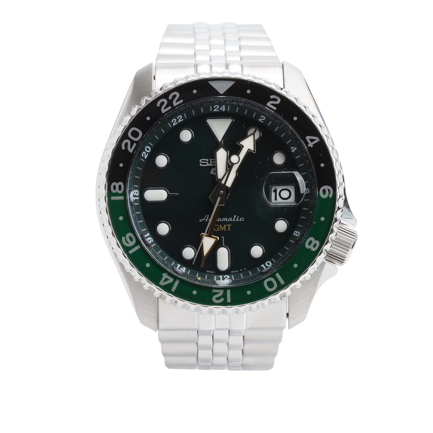 Seiko 2026 Stainless Steel Seiko 5 Sports Series 42 MM Automatic GMT Watch Green Dial SSK035K1 w/ Box & Papers