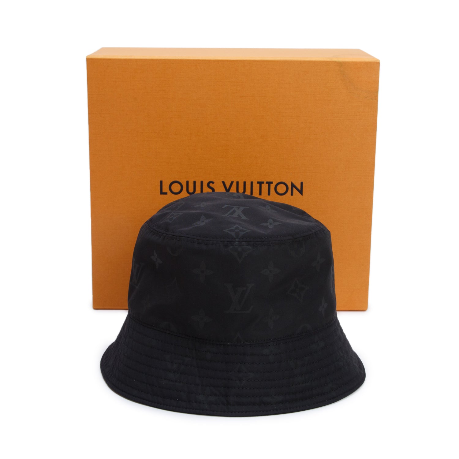 Louis Vuitton 2026 Black Nylon Monogram Blast Bucket Hat, Size L w/ Box & Receipt