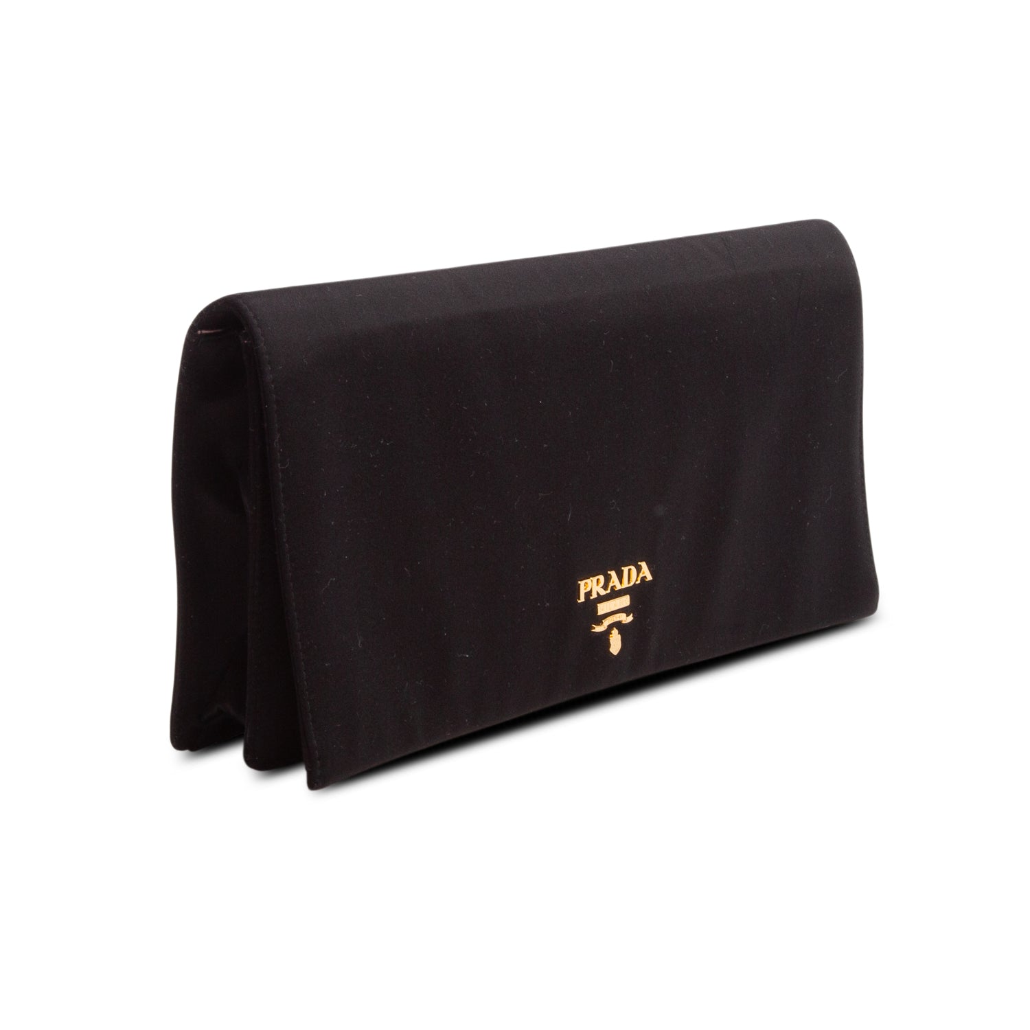 Prada Black Satin Flap Clutch