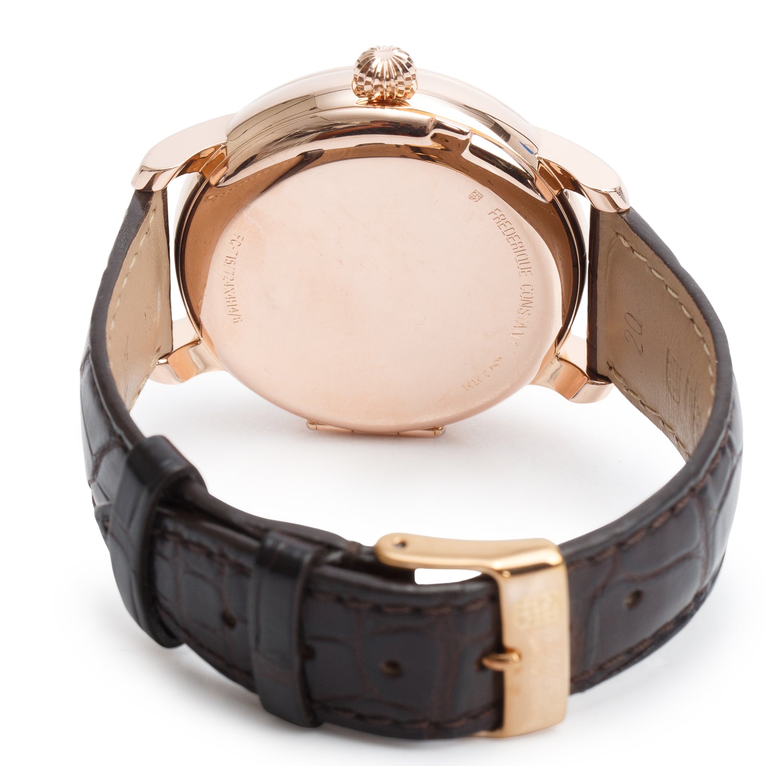 Frederique Constant Rose Gold Plated Stainless Steel Classic Moonphase 40 MM Automatic Watch Silver Dial