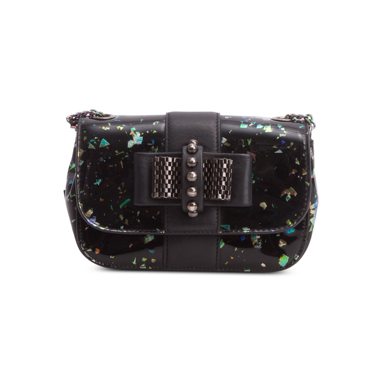 Christian Louboutin Black Patent Leather Iridescent Mini Sweet Cherry Bag