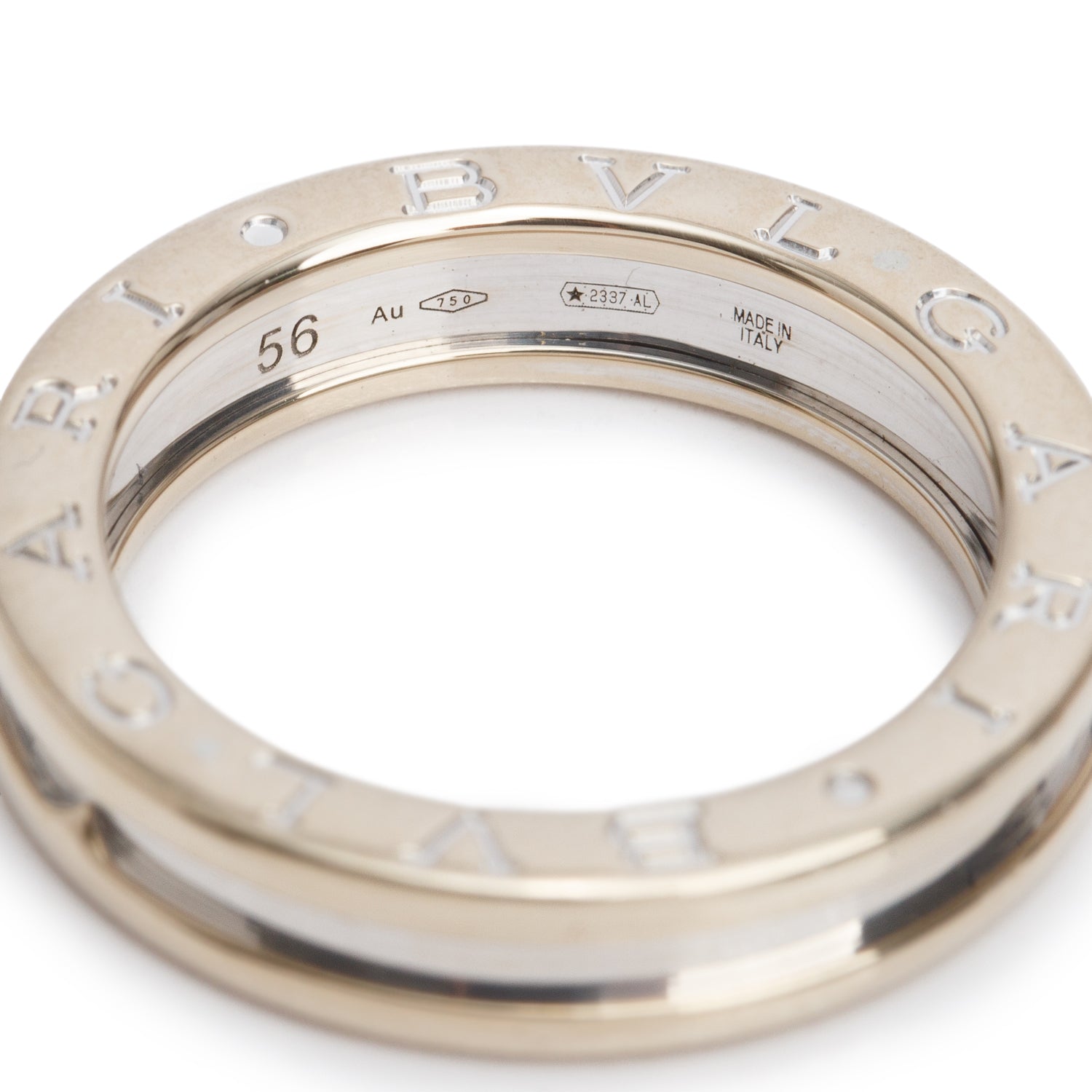 BVLGARI 18k White Gold B.Zero1 One-Band Ring Size 56 7.5 w/ Certificate