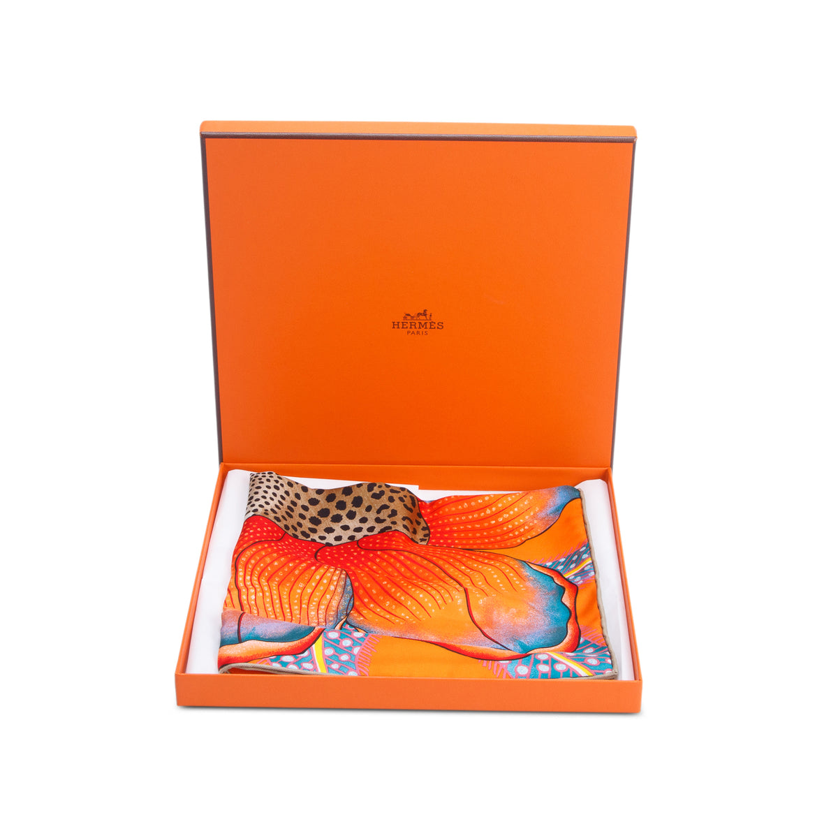 Hermes Rose Vif Prune/Gris 'Baobab Cat' Silk Scarf 45 w/ Box