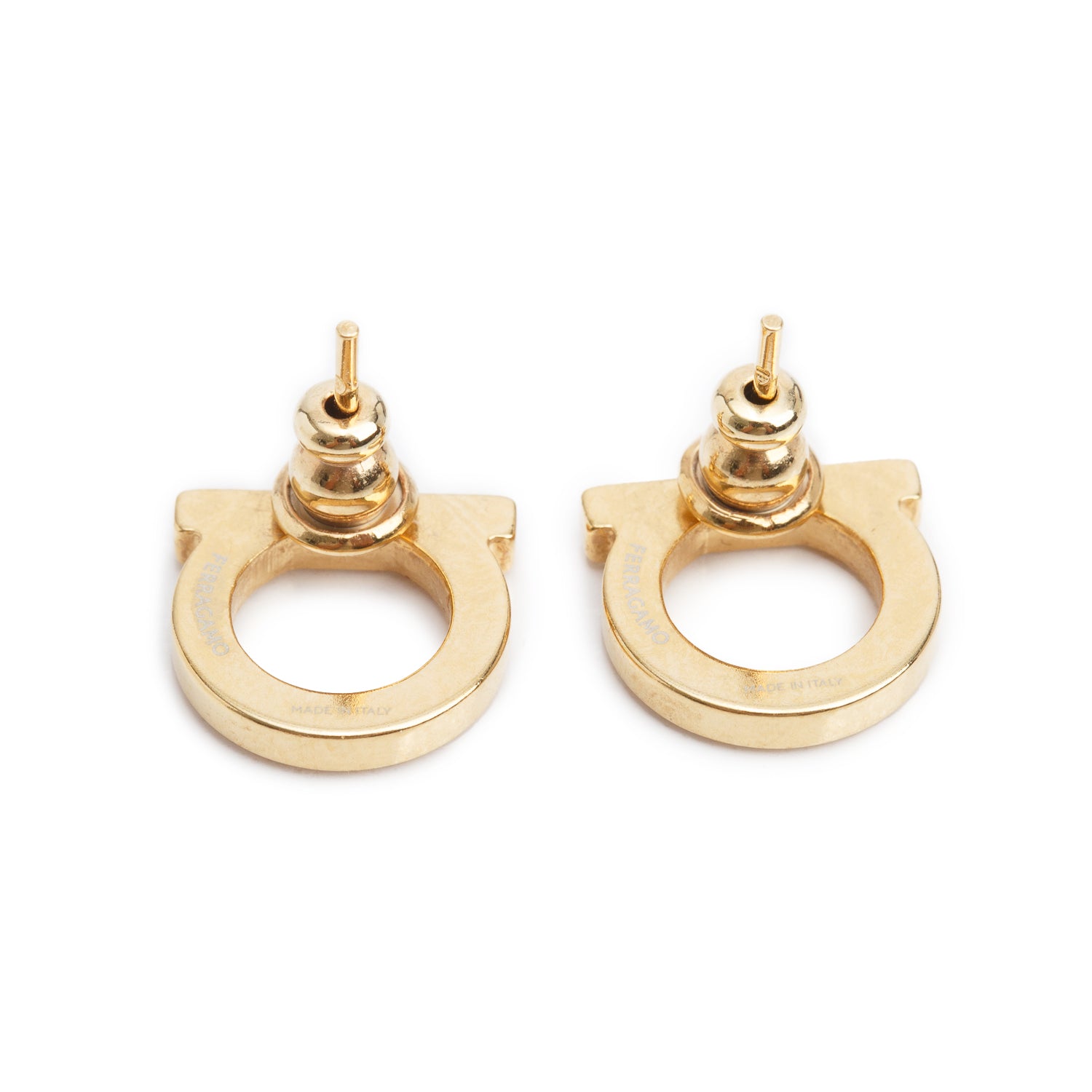 Ferragamo 2026 Gold-Plated Crystal Gancini Stud Earrings w/ Box & Receipt